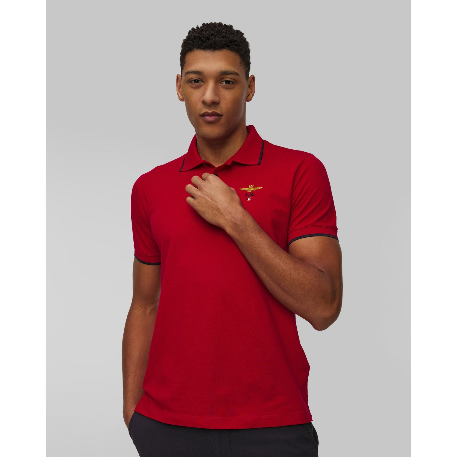 Czerwone Polo Męskie Aeronautica Militare