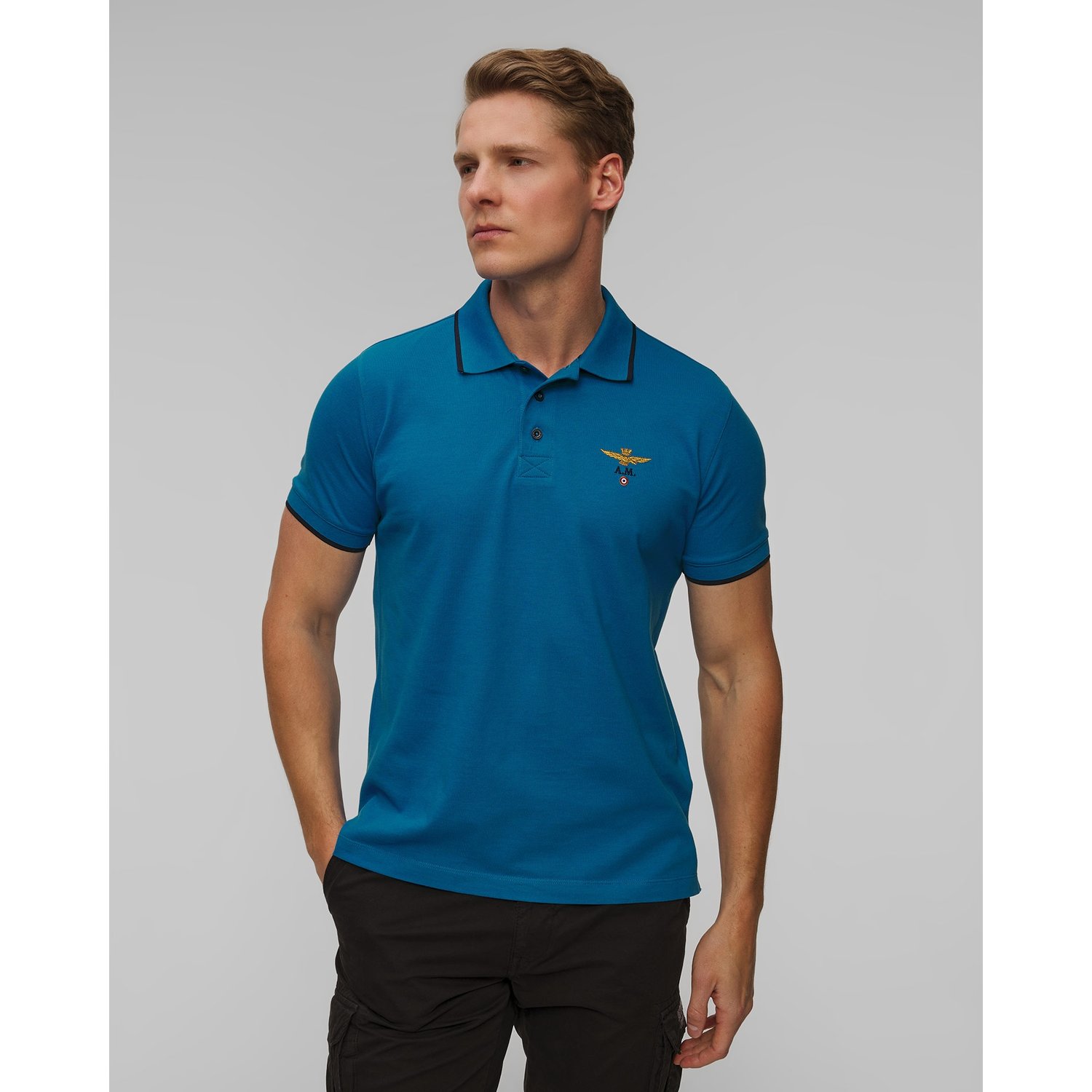Niebieskie Polo Męskie Aeronautica Militare