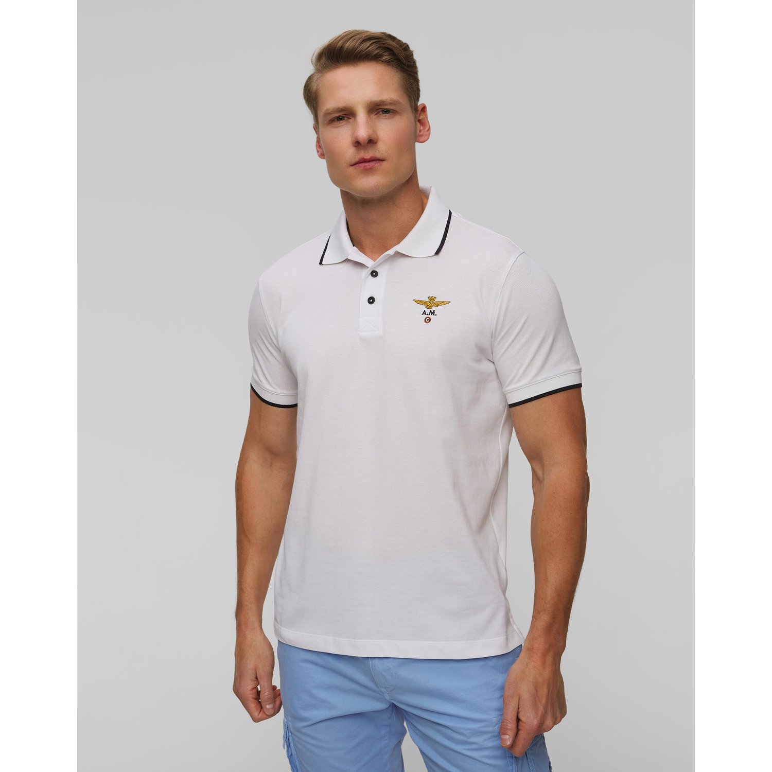 Białe Polo Męskie Aeronautica Militare