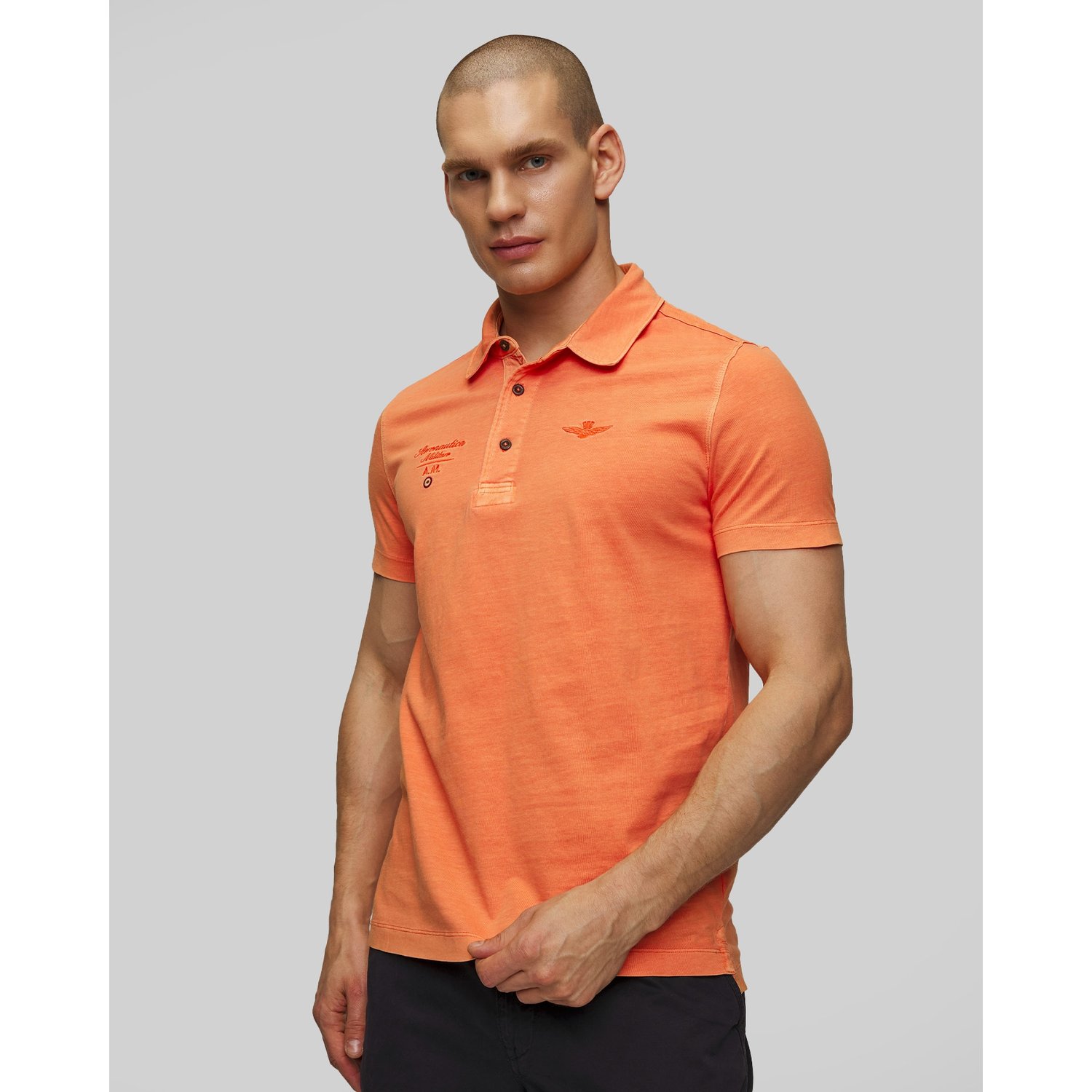 Pomarańczowe Polo Męskie Aeronautica Militare