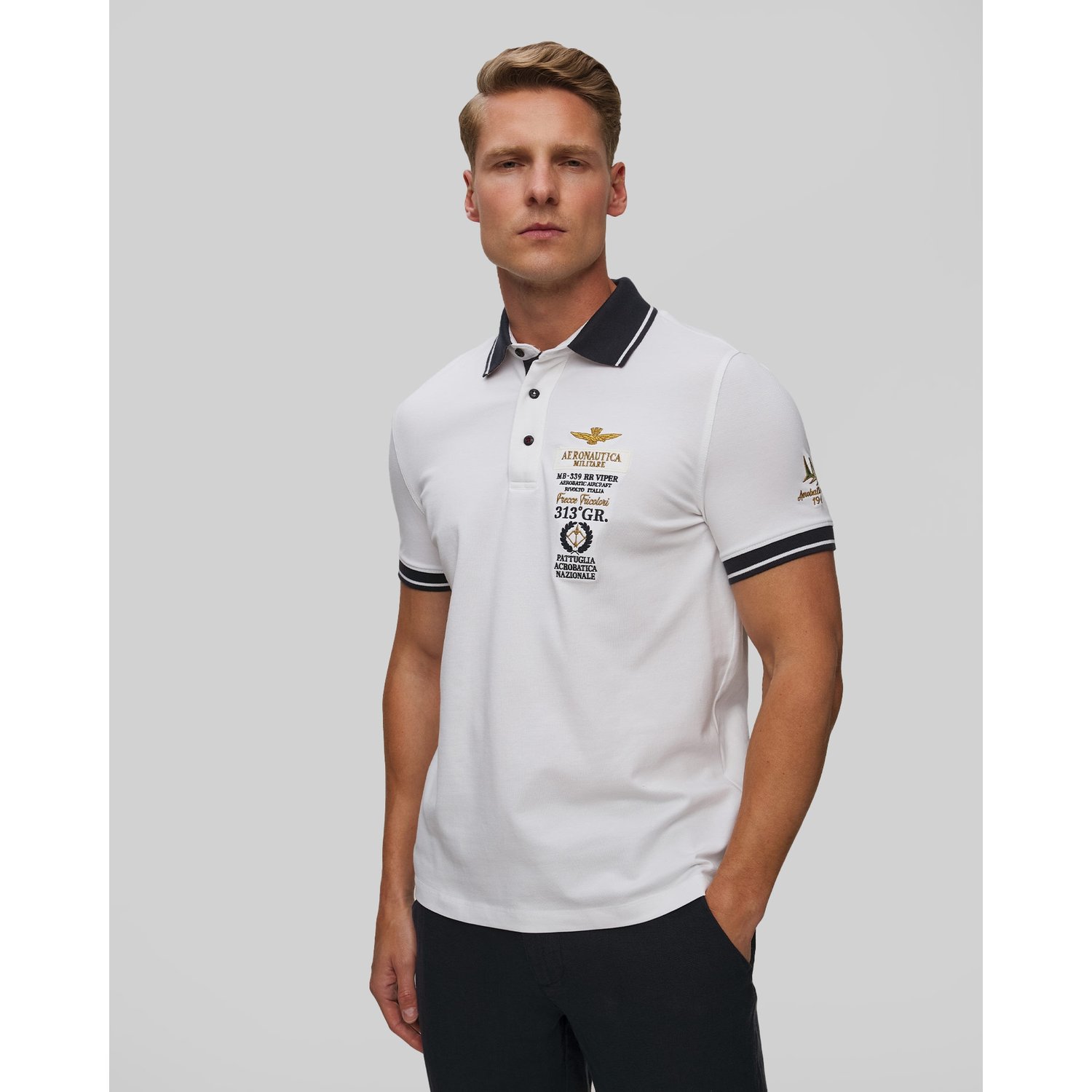 Białe Polo Męskie Aeronautica Militare