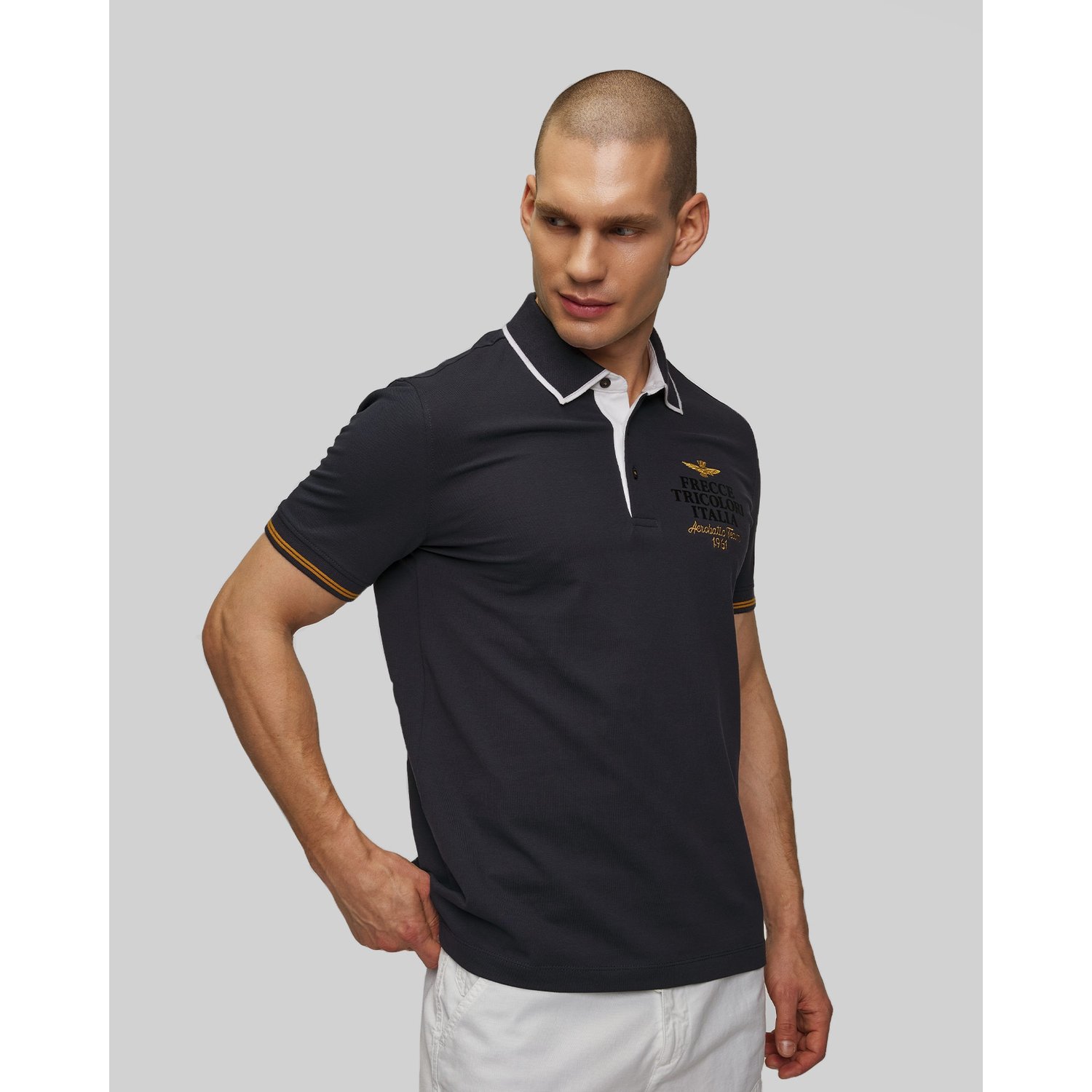Granatowe Polo Męskie Aeronautica Militare