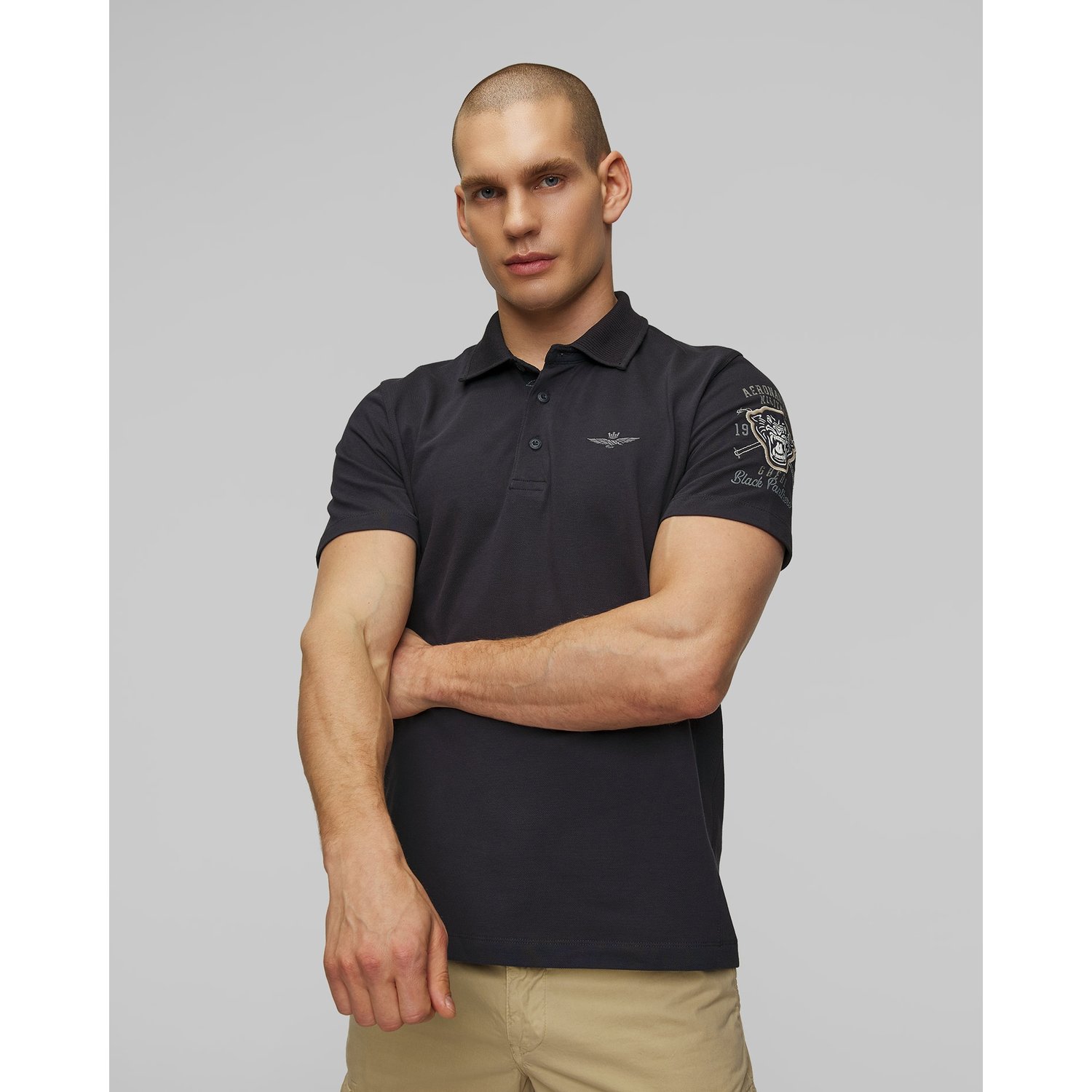 Granatowe Polo Męskie Aeronautica Militare