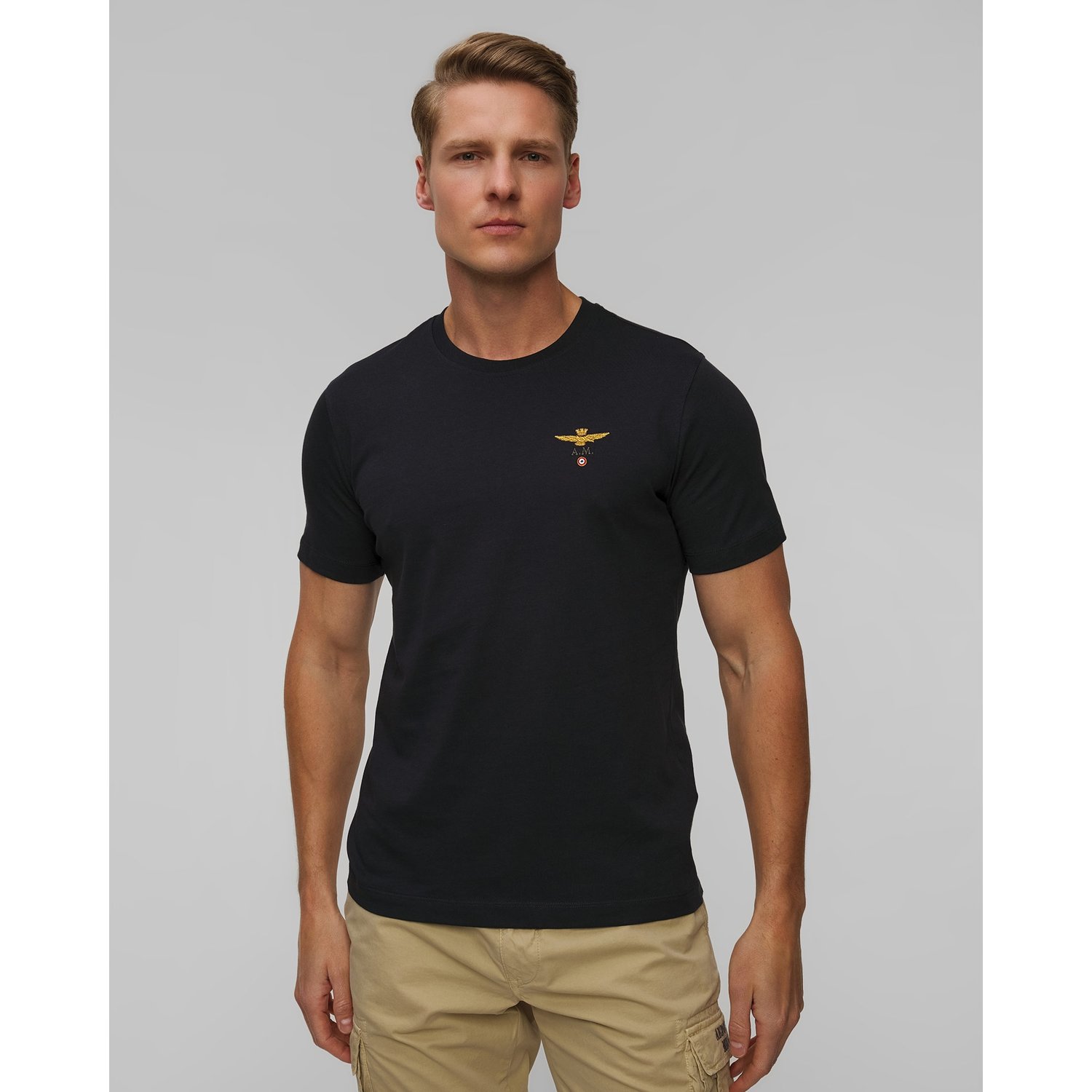 Granatowy T-shirt Męski Aeronautica Militare
