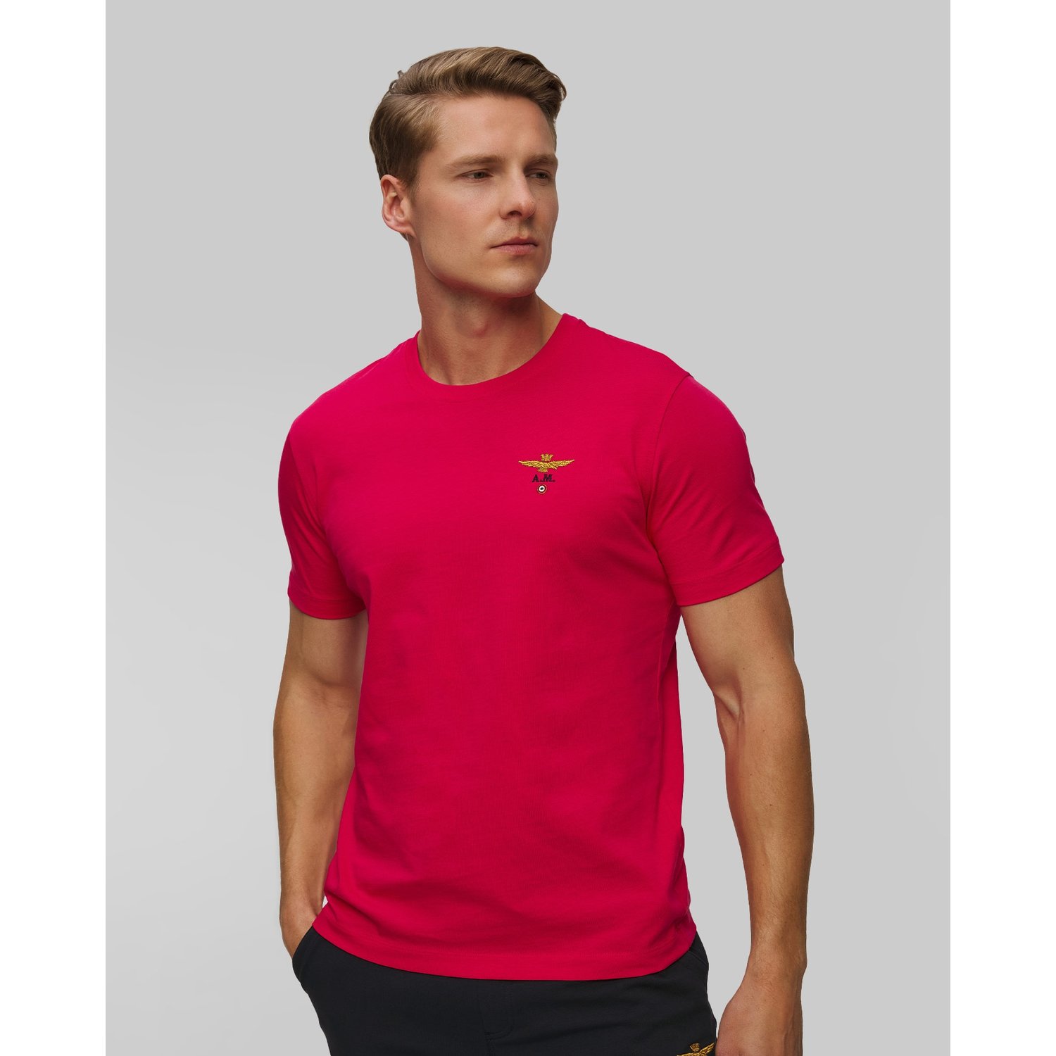 Różowy T-shirt Męski Aeronautica Militare