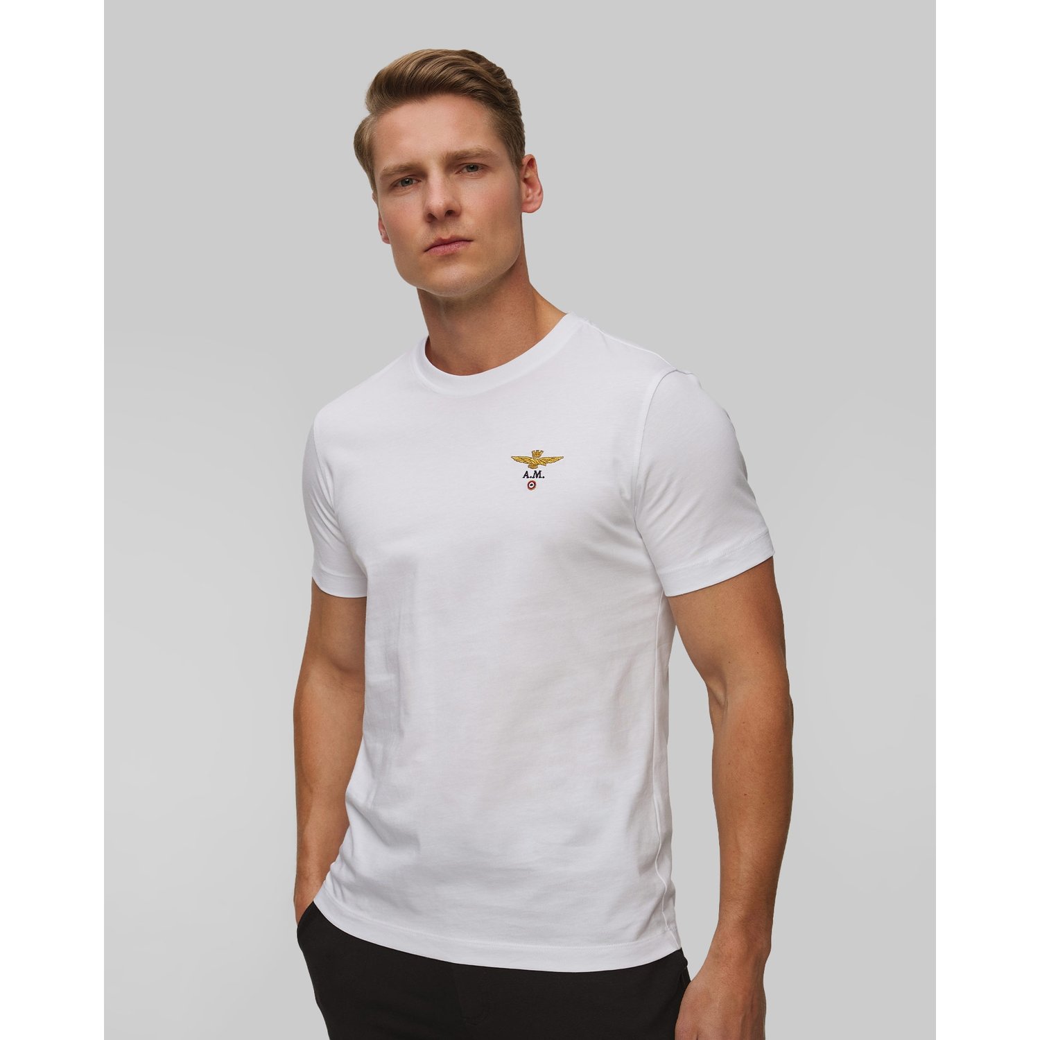 Biały T-shirt Męski Aeronautica Militare
