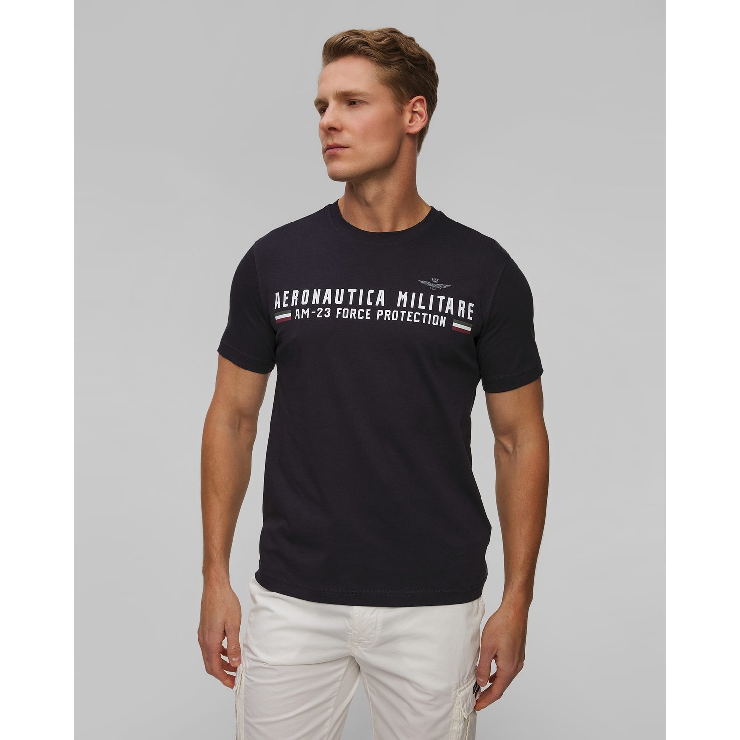 Granatowy T-shirt Męski Aeronautica Militare