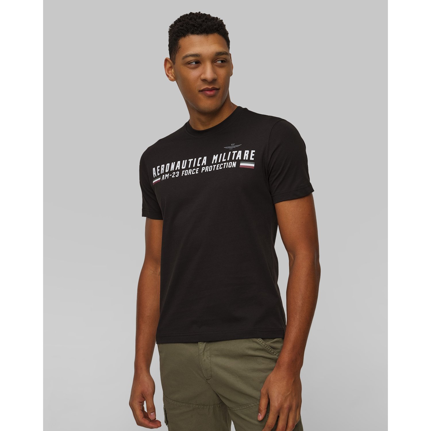 Czarny T-shirt Męski Aeronautica Militare