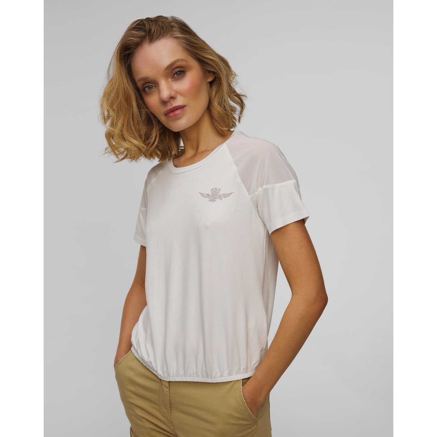 Biały T-shirt Damski Aeronautica Militare