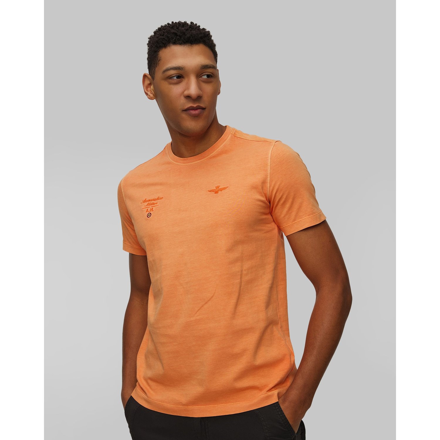 Pomarańczowy T-shirt Męski Aeronautica Militare
