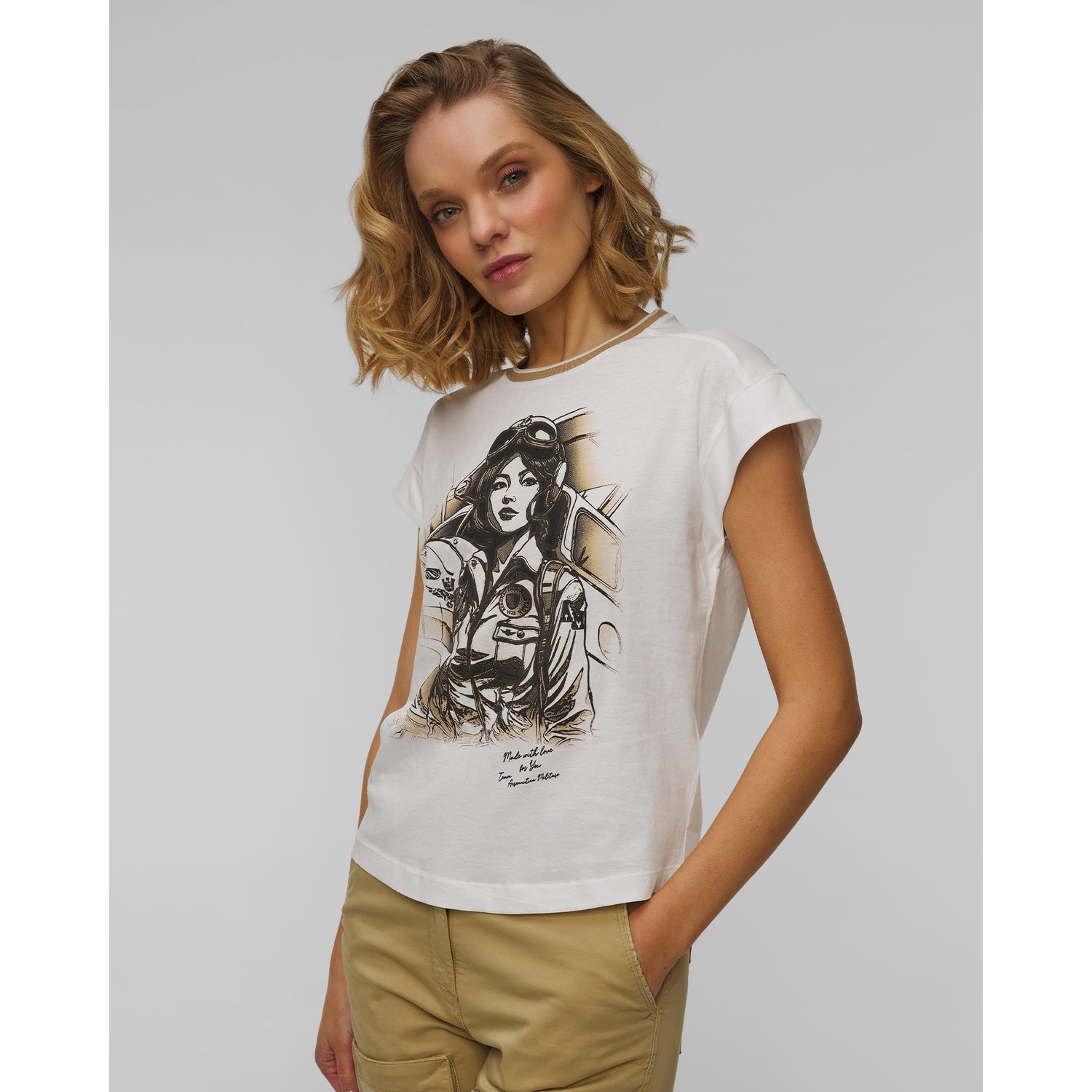 Biały T-shirt Damski Aeronautica Militare