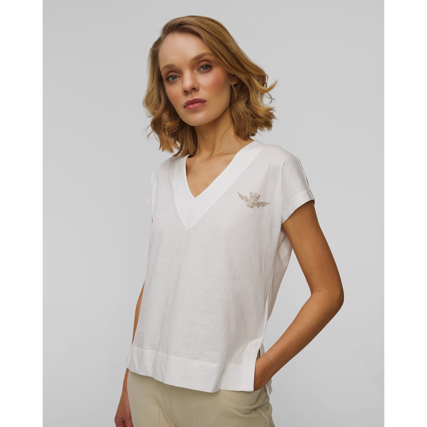 Biały T-shirt Damski Aeronautica Militare
