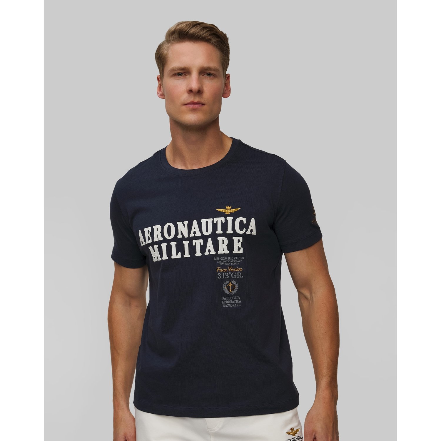 Granatowy T-shirt Męski Aeronautica Militare