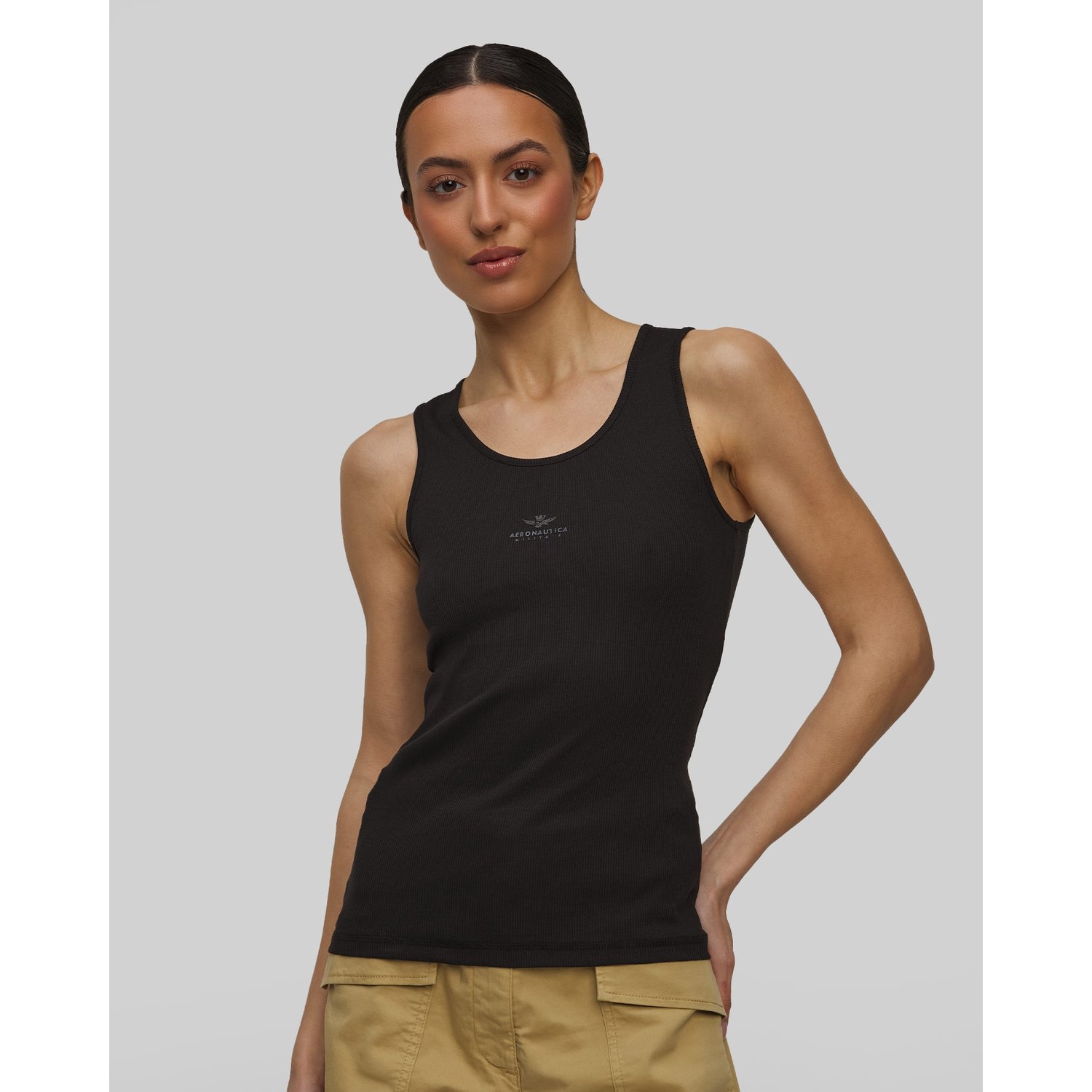 Czarny Top Damski Aeronautica Militare