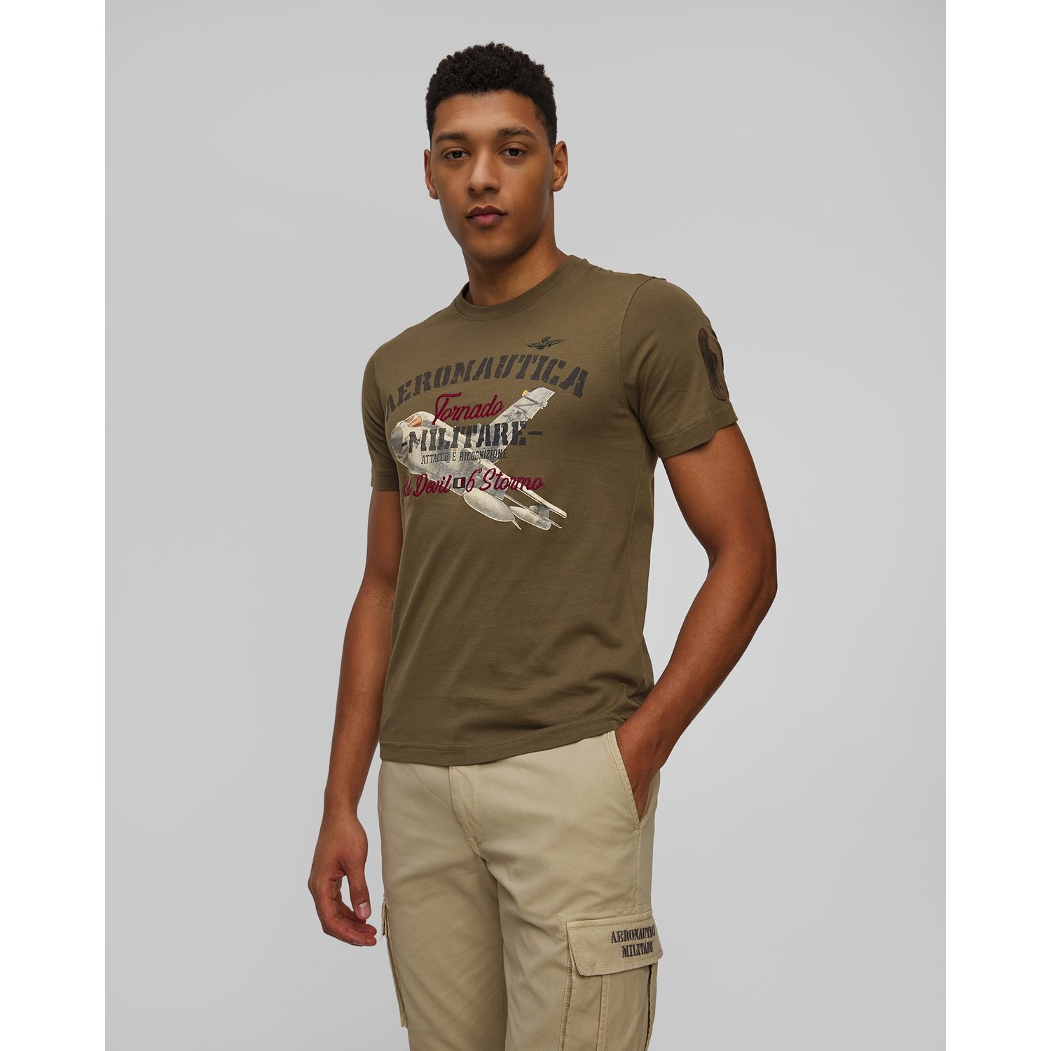 Zielony T-shirt Męski Aeronautica Militare