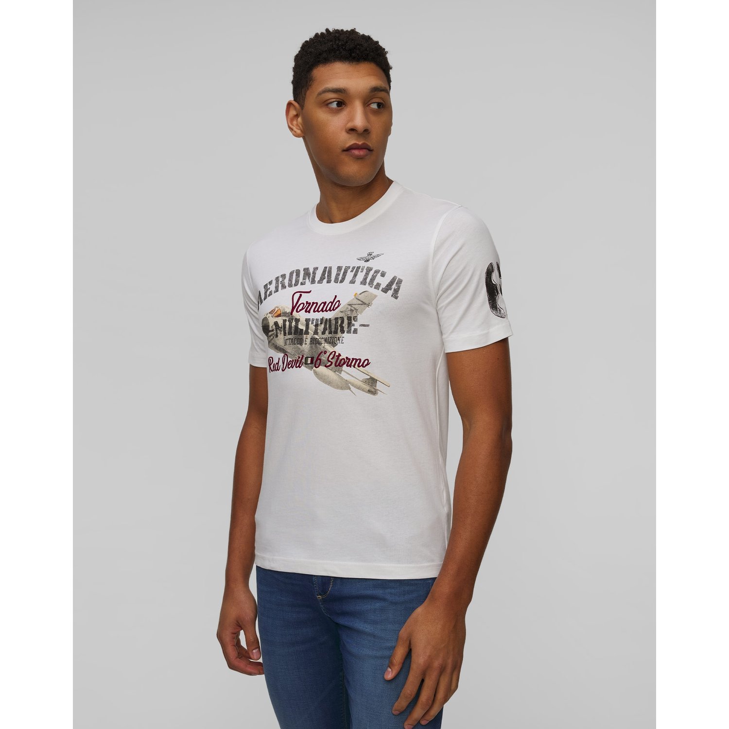 Biały T-shirt Męski Aeronautica Militare