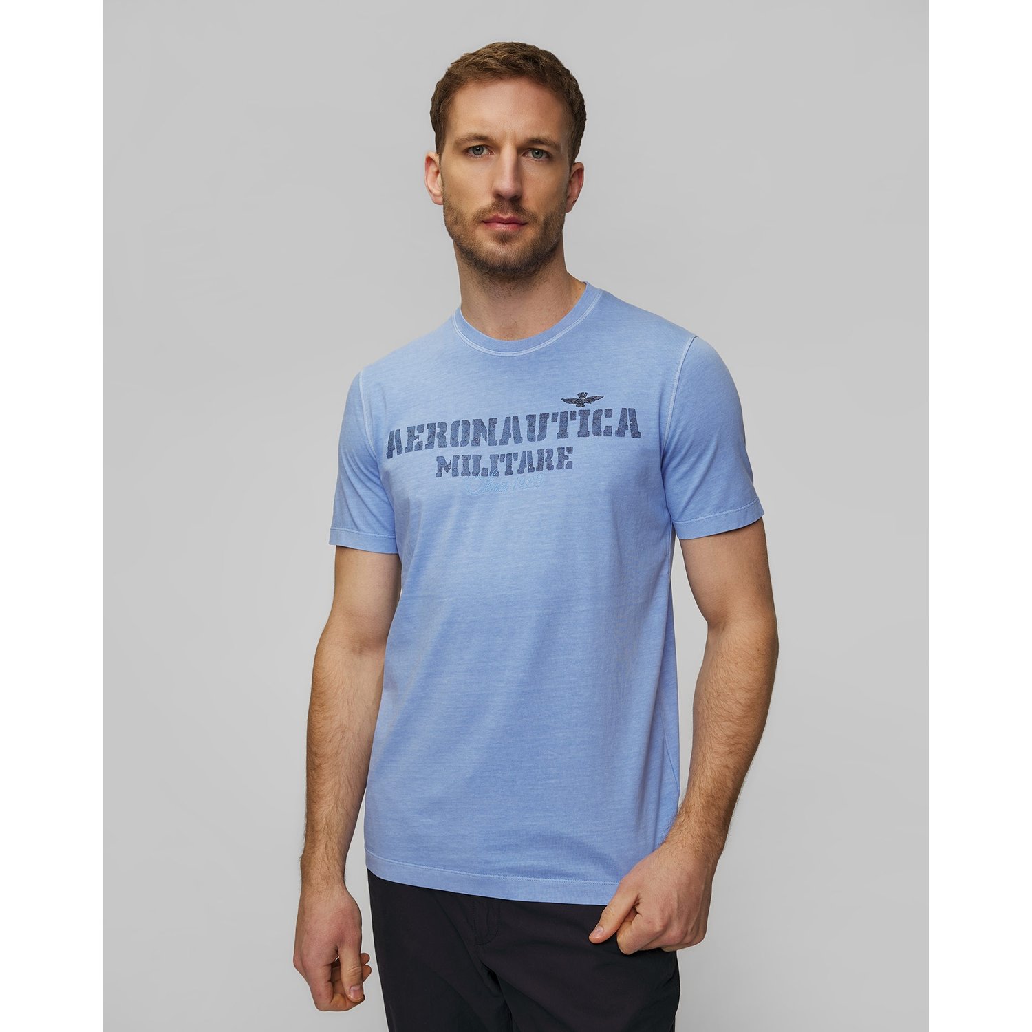 Niebieski T-shirt Męski Aeronautica Militare