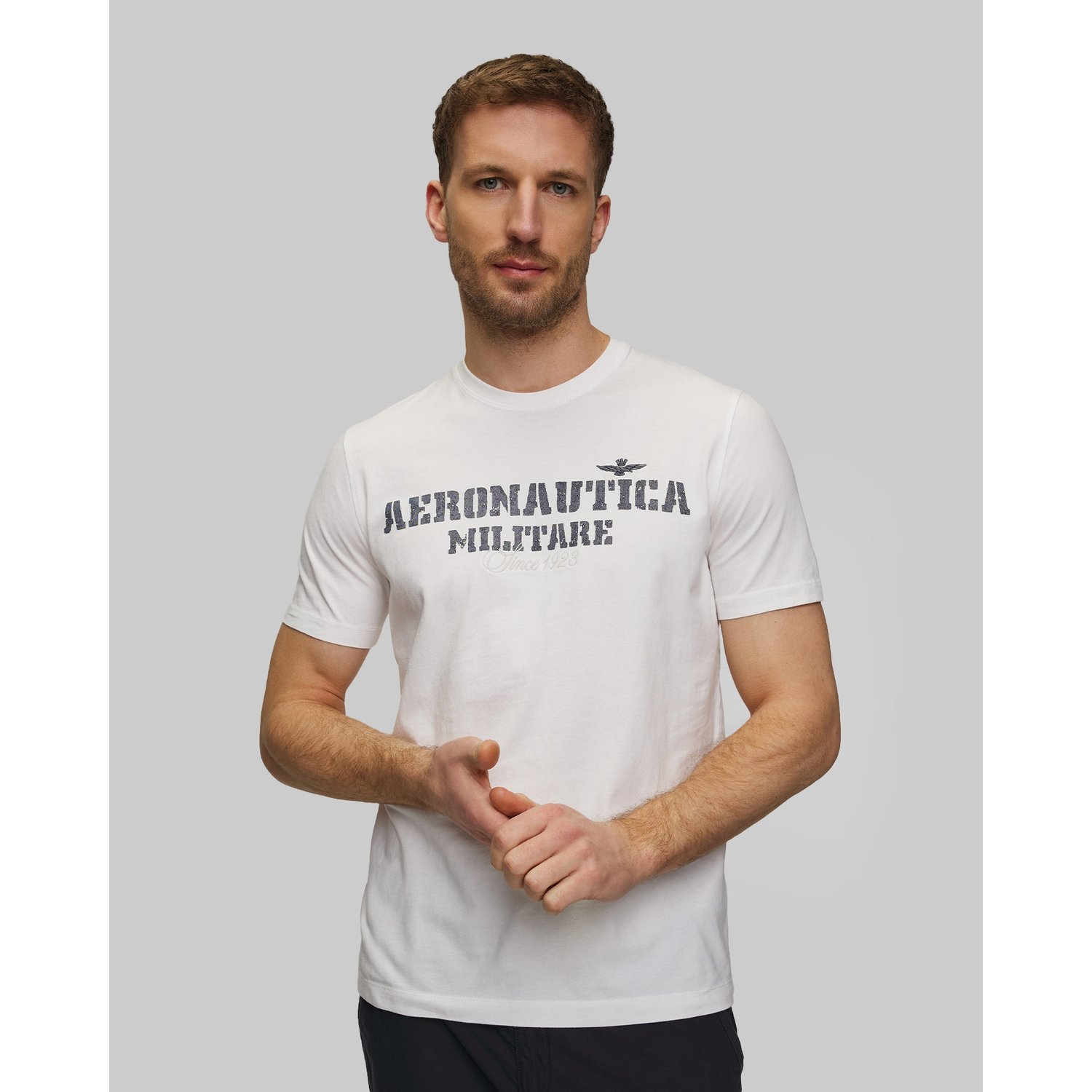 Biały T-shirt Męski Aeronautica Militare
