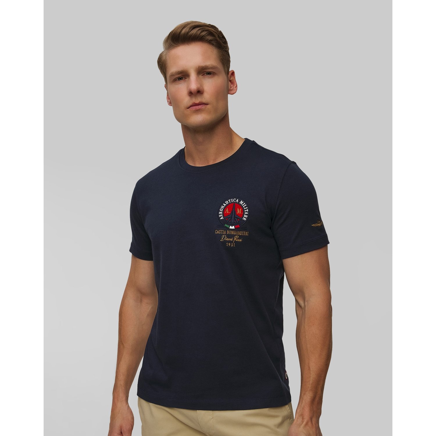 Granatowy T-shirt Męski Aeronautica Militare