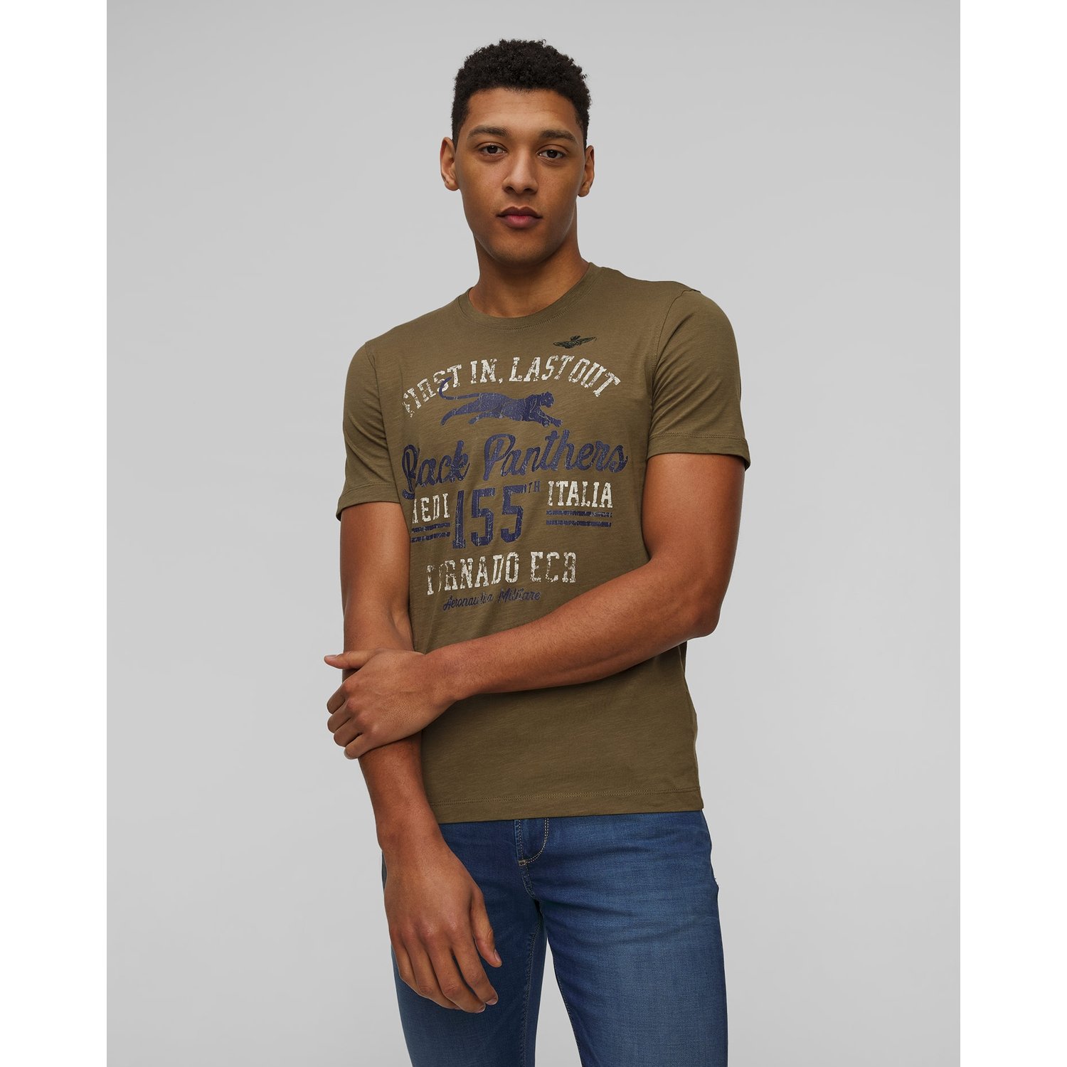 Zielony T-shirt Męski Aeronautica Militare