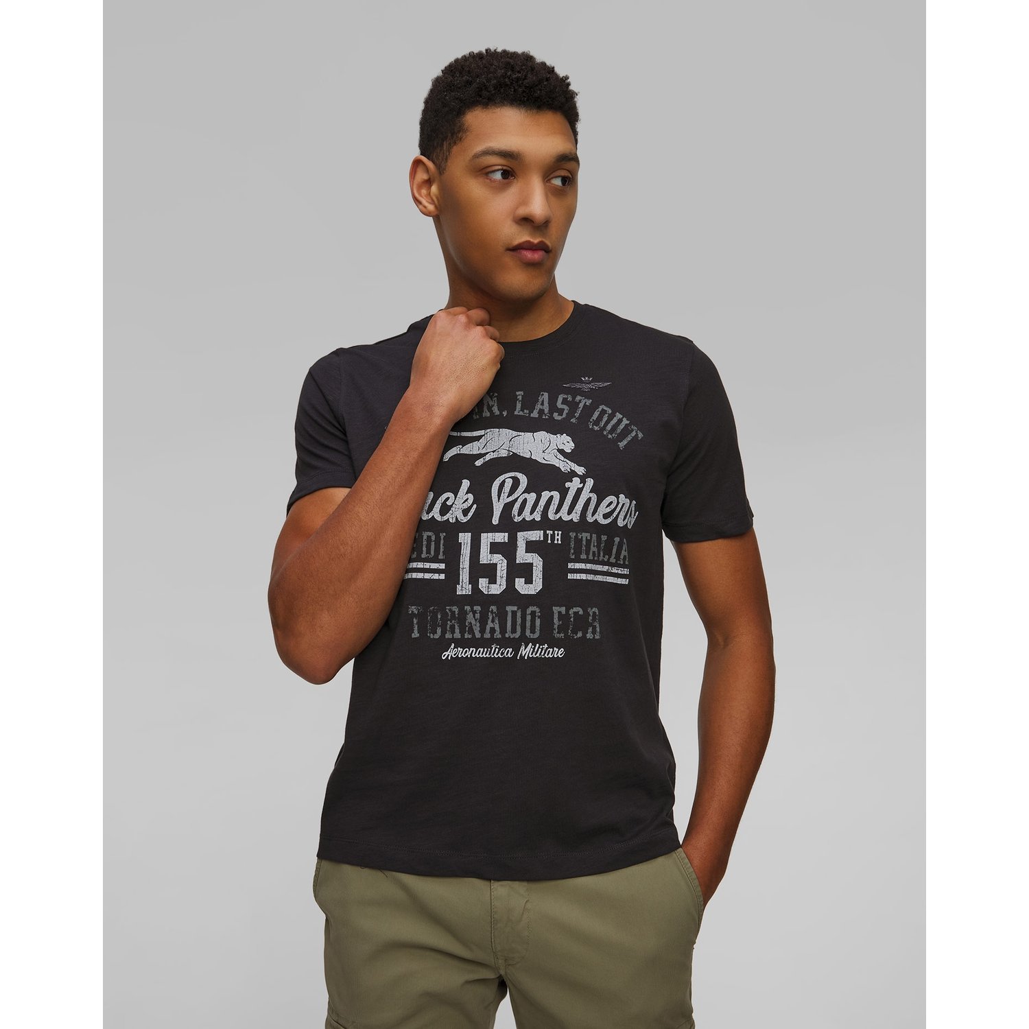 Granatowy T-shirt Męski Aeronautica Militare