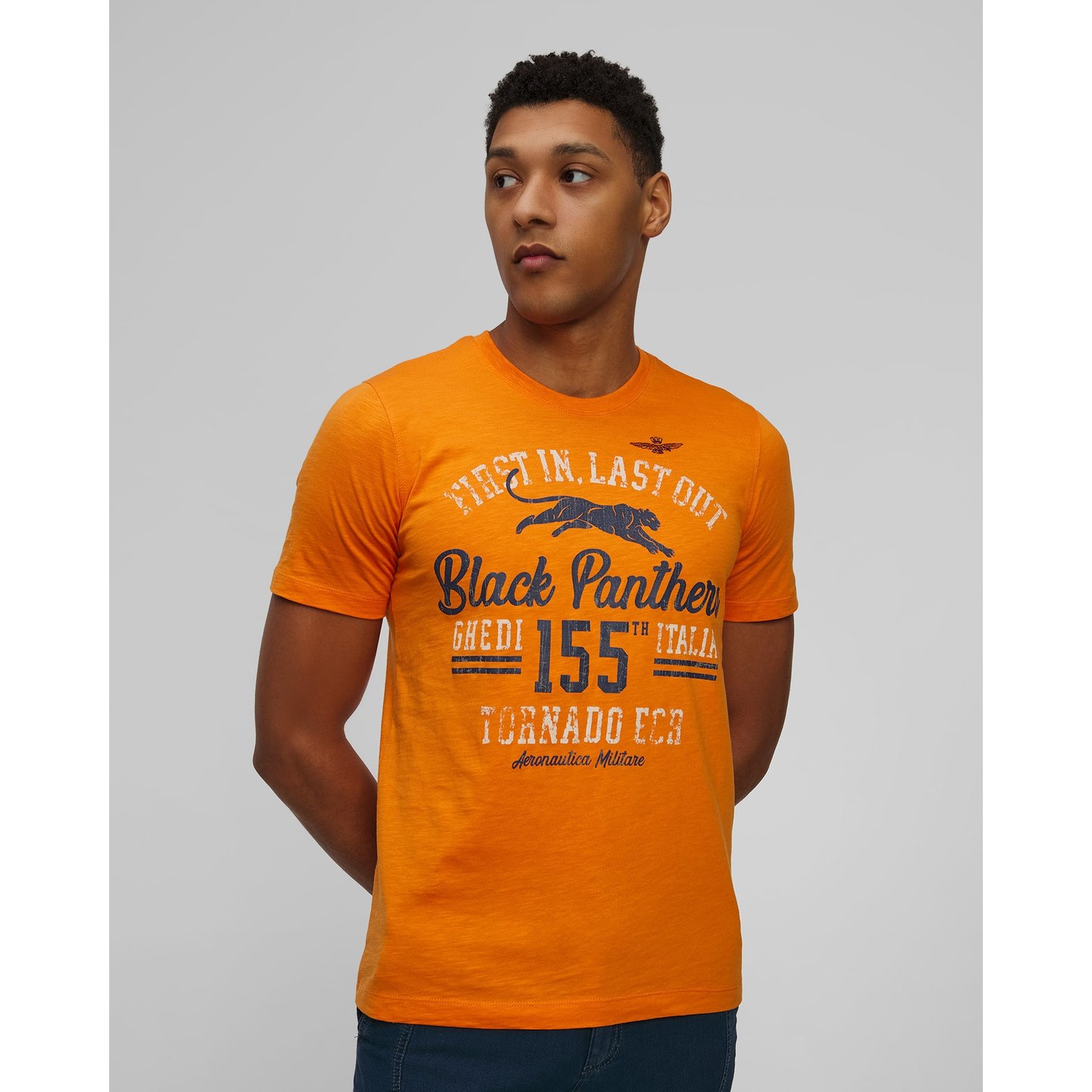 Pomarańczowy T-shirt Męski Aeronautica Militare