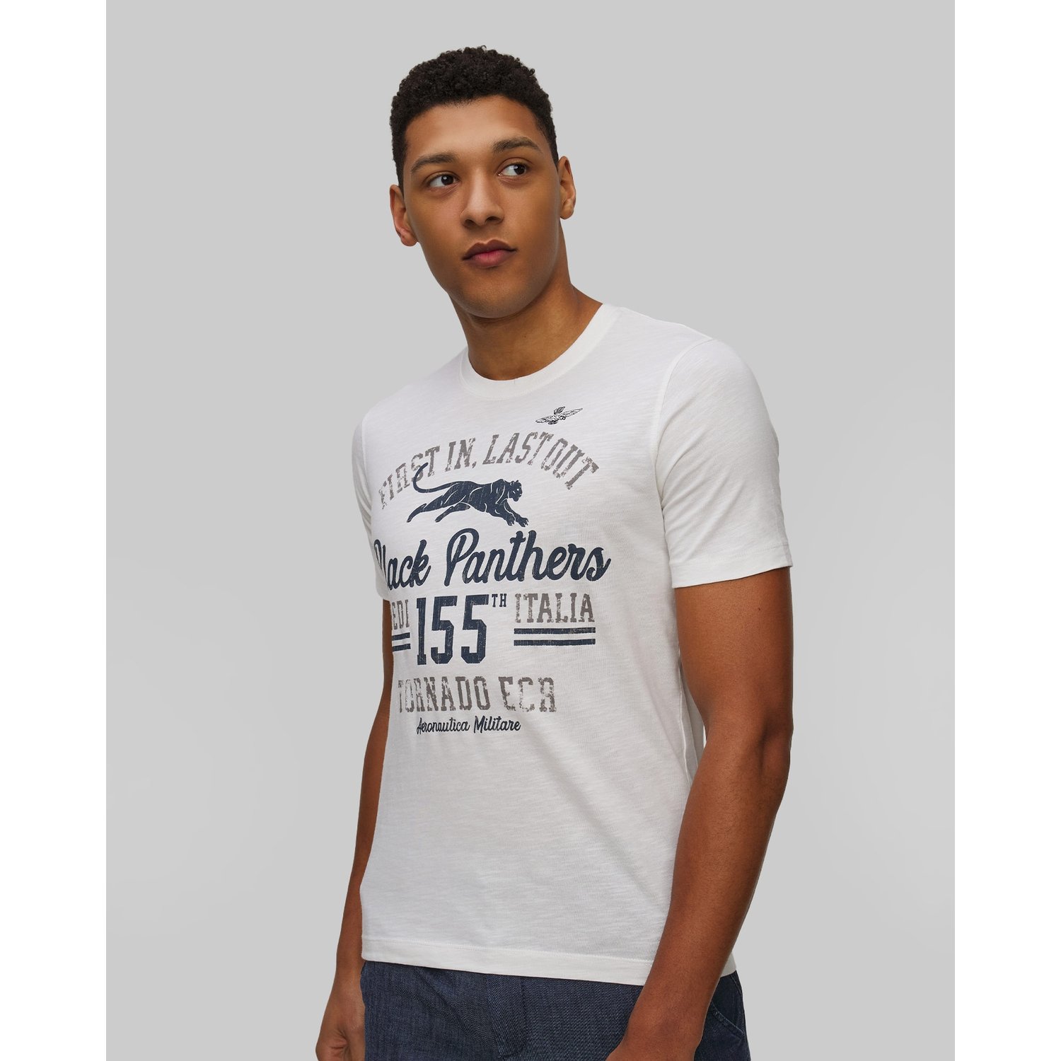 Biały T-shirt Męski Aeronautica Militare