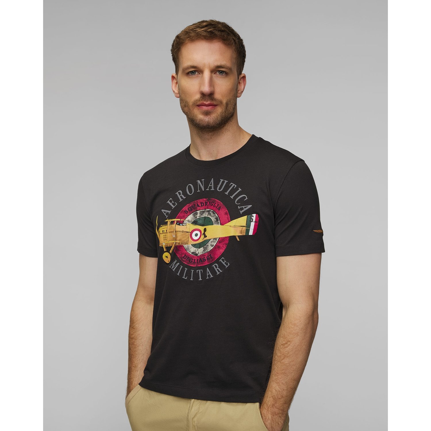 Granatowy T-shirt Męski Aeronautica Militare