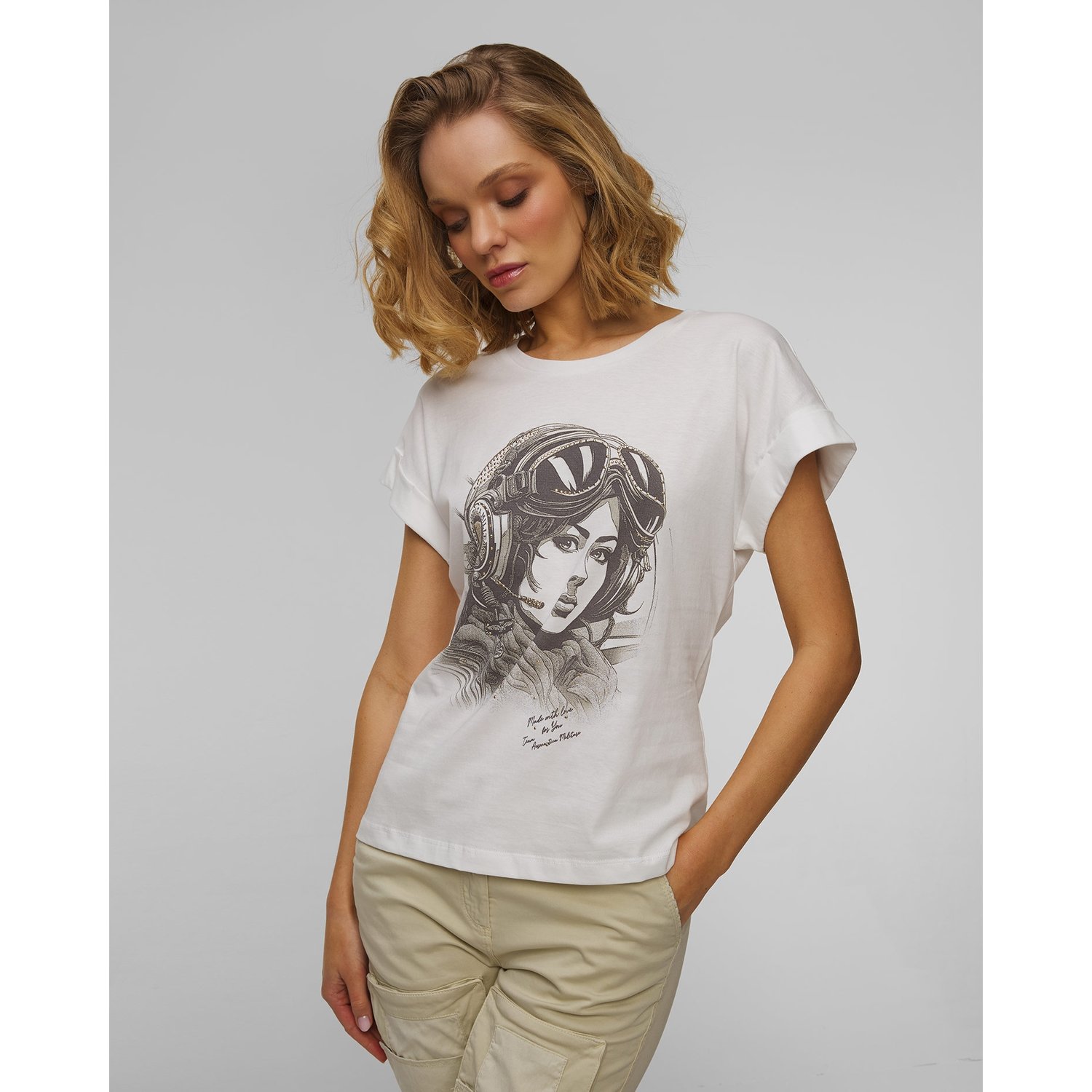 Biały T-shirt Damski Aeronautica Militare