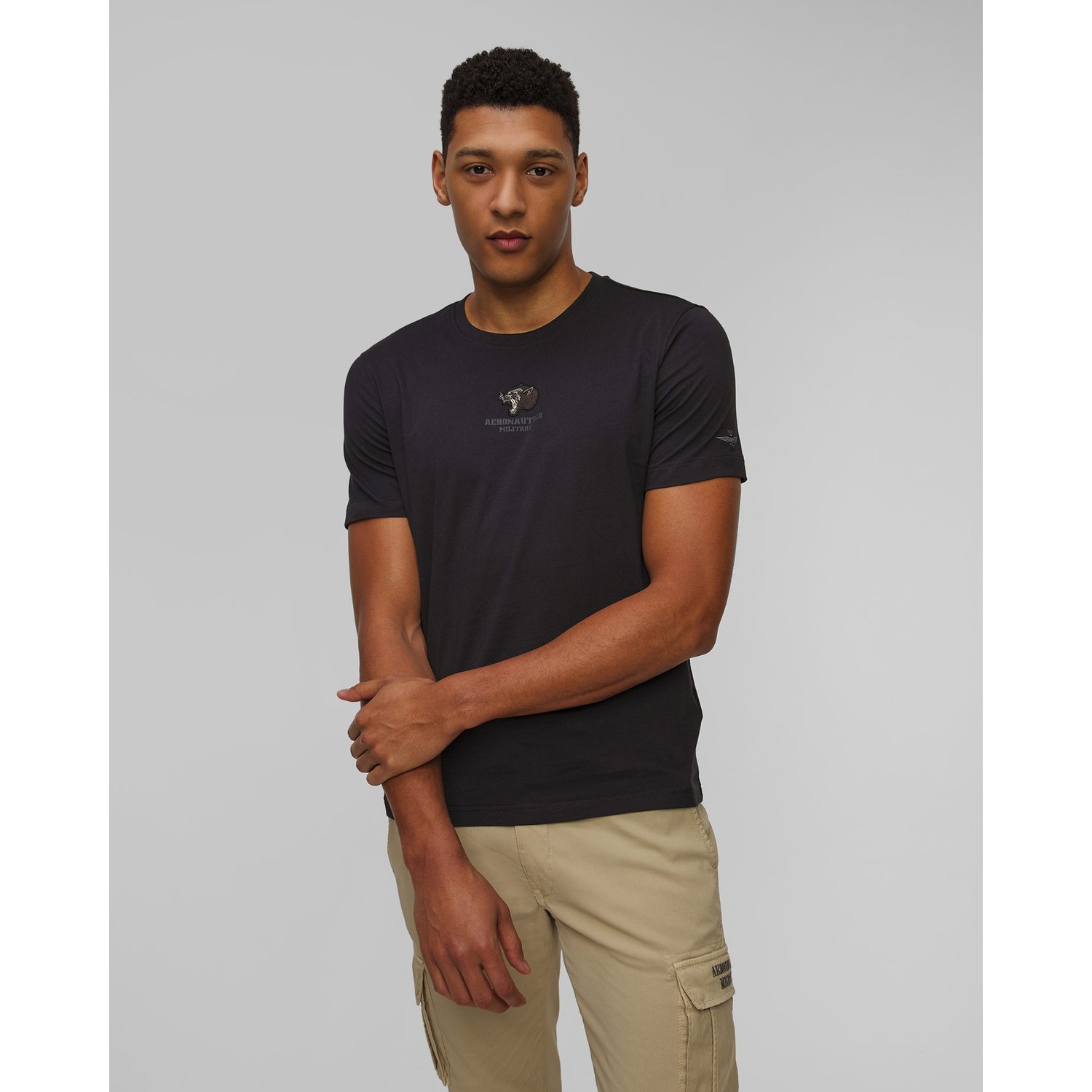 Granatowy T-shirt Męski Aeronautica Militare