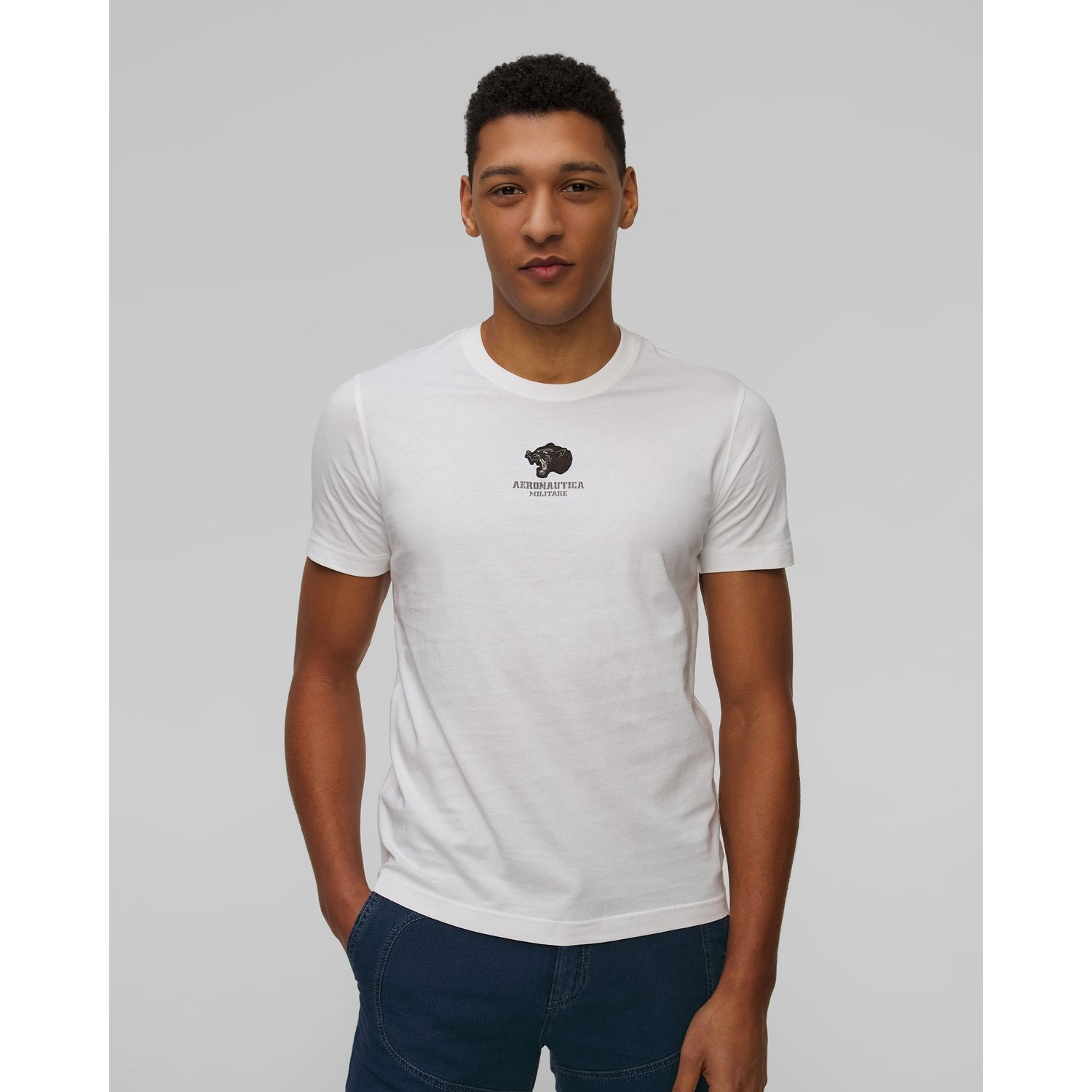 Biały T-shirt Męski Aeronautica Militare