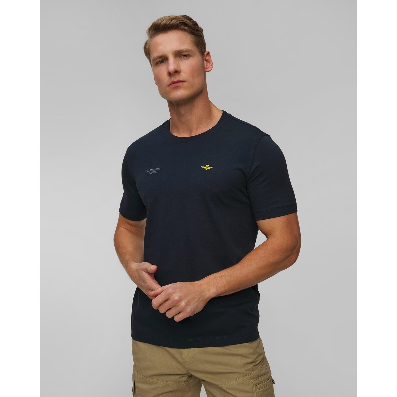 Granatowy T-shirt Męski Aeronautica Militare