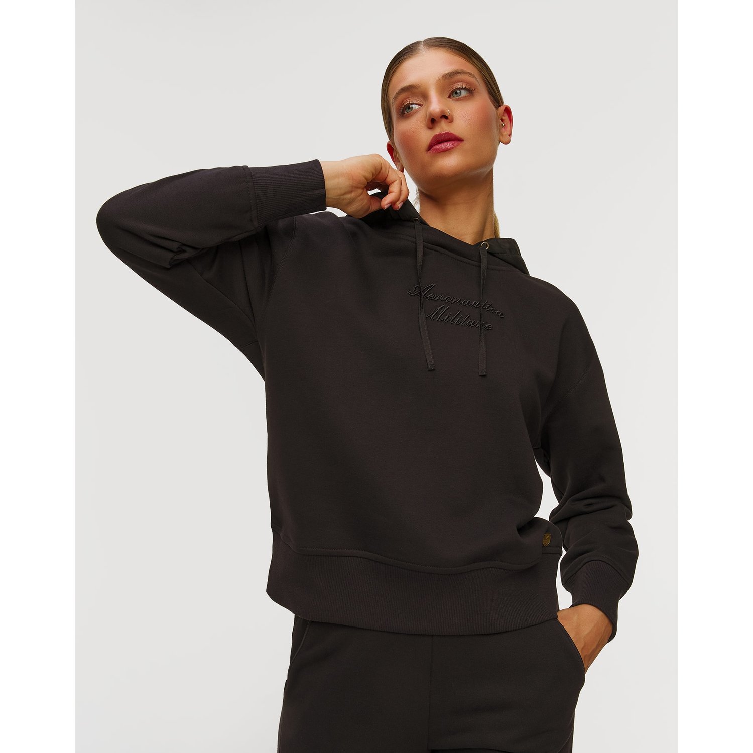 Czarna Bluza Z Kapturem Damska Aeronautica Militare