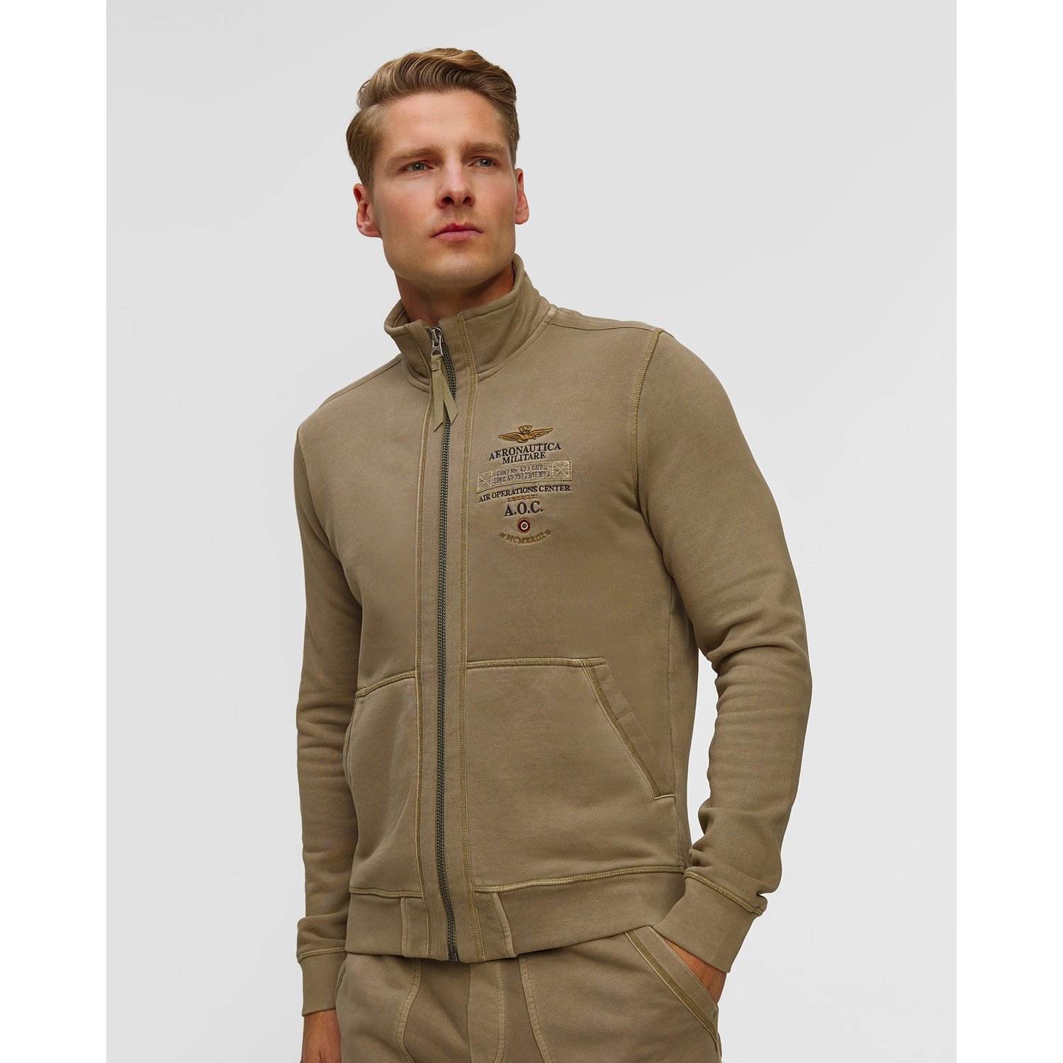 Zielona Bluza Rozpinana Męska Aeronautica Militare