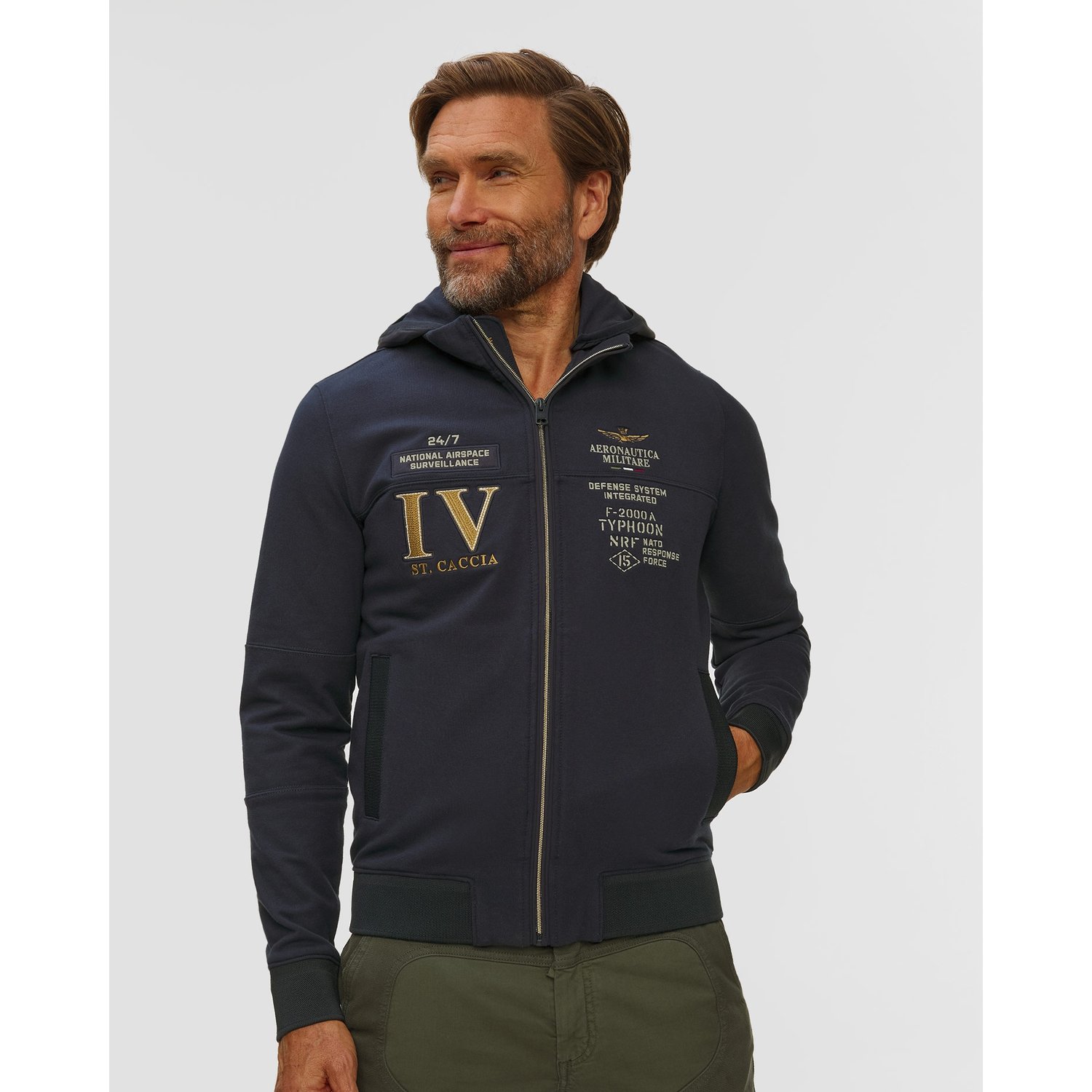 Granatowa Bluza Z Kapturem Męska Aeronautica Militare