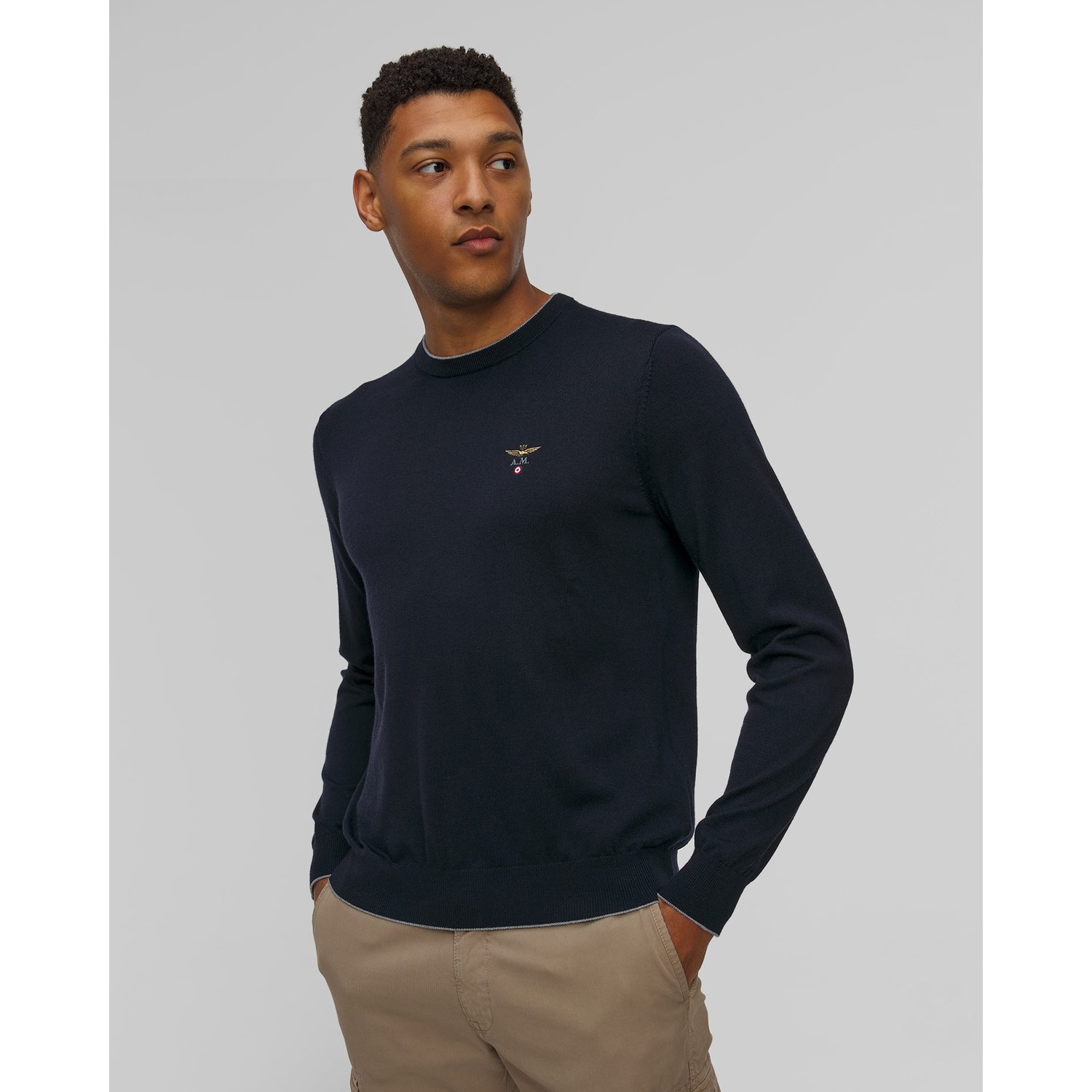 Granatowy Sweter Wełniany Męski Aeronautica Militare