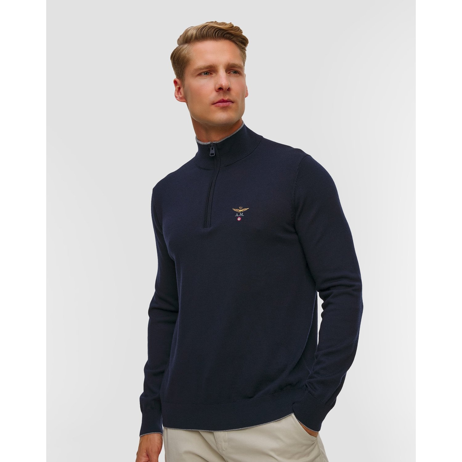 Granatowy Sweter Wełniany Męski Aeronautica Militare