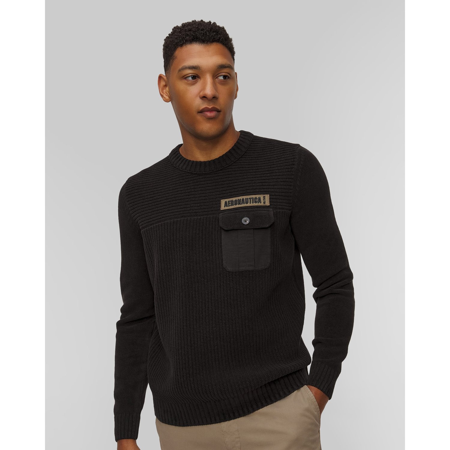 Czarny Sweter Męski Aeronautica Militare