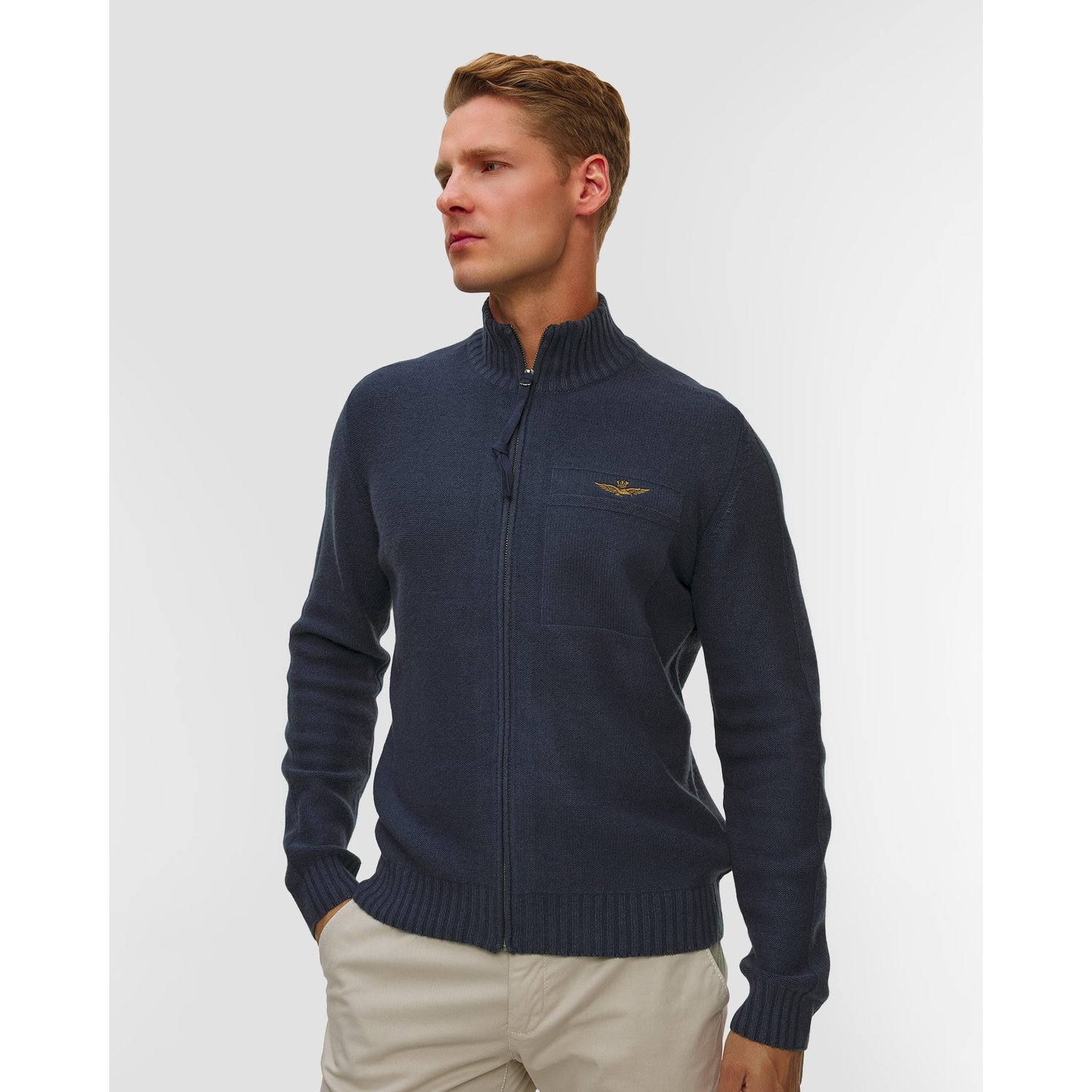 Granatowy Sweter Z Wełną Męski Aeronautica Militare