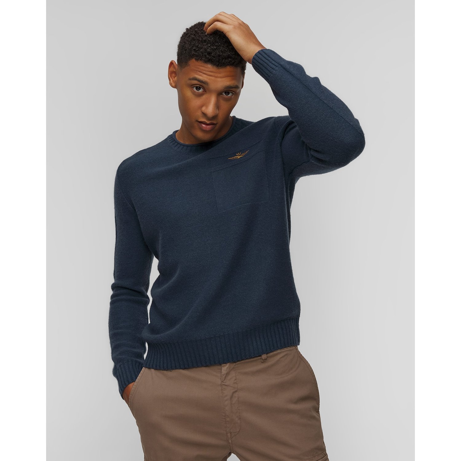Granatowy Sweter Z Wełną Męski Aeronautica Militare