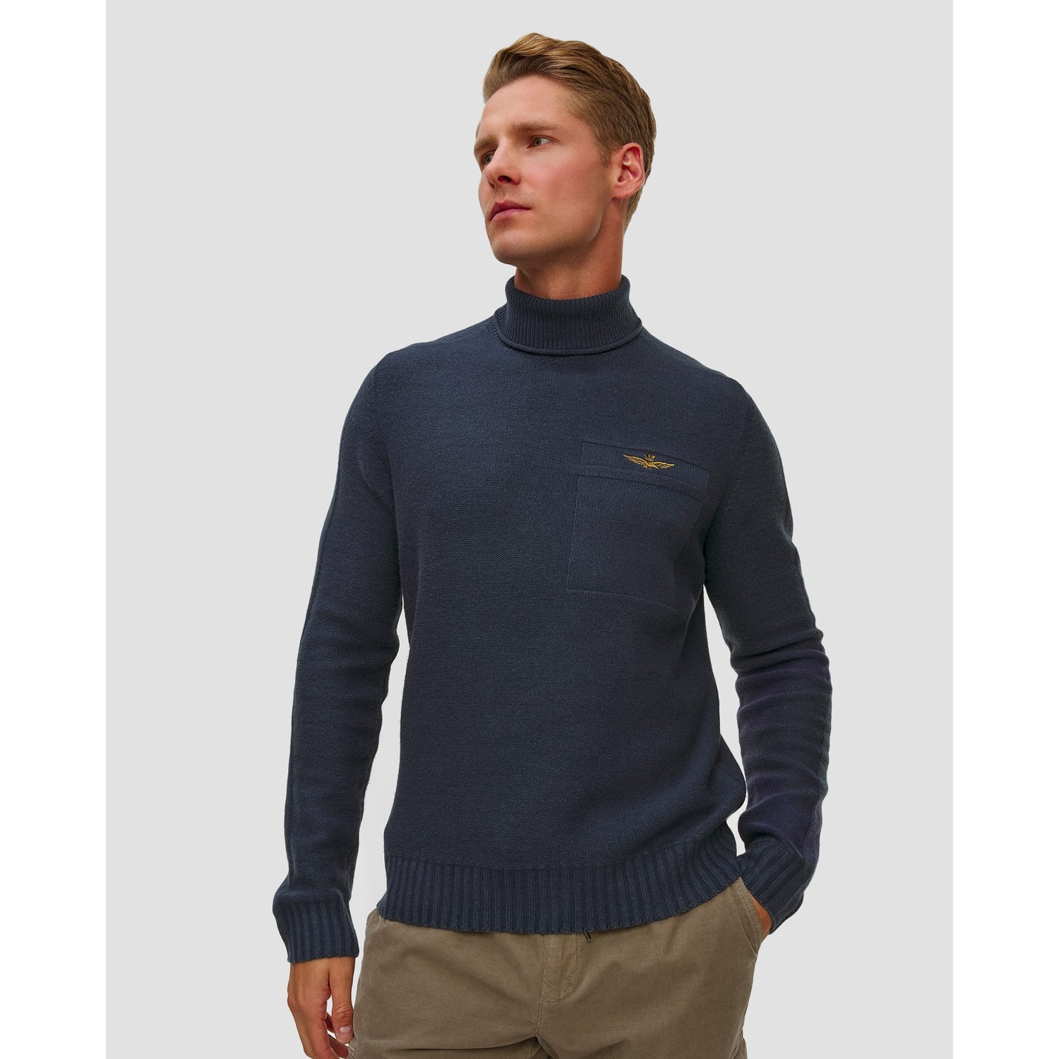 Granatowy Sweter Z Wełną Męski Aeronautica Militare