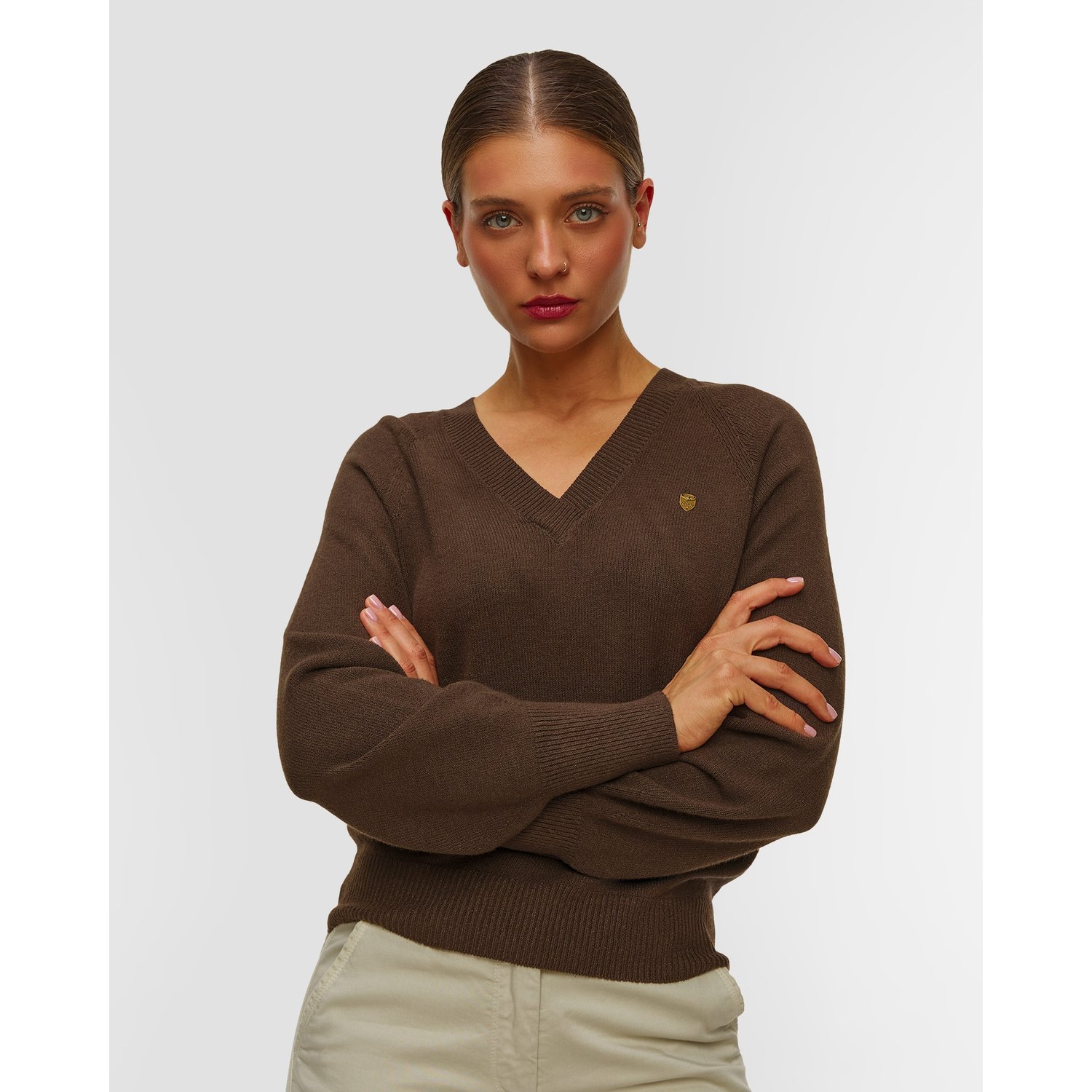 Brązowy sweter damski Aeronautica Militare