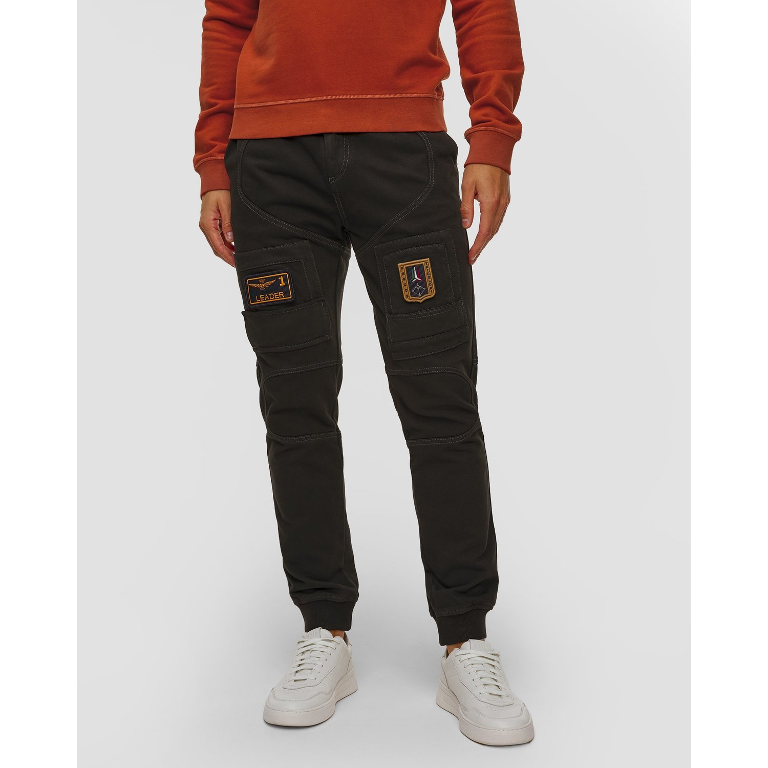 Czarne Spodnie Dresowe W Stylu Cargo Męskie Aeronautica Militare