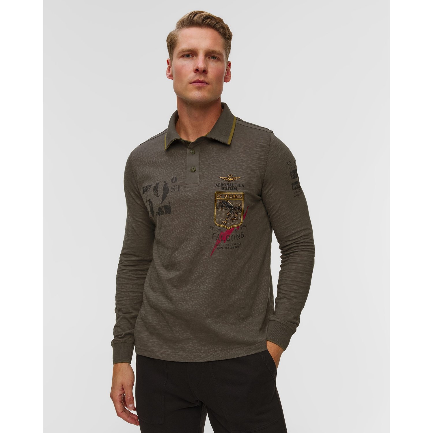 Polo Z Długim Rękawem Męskie Aeronautica Militare