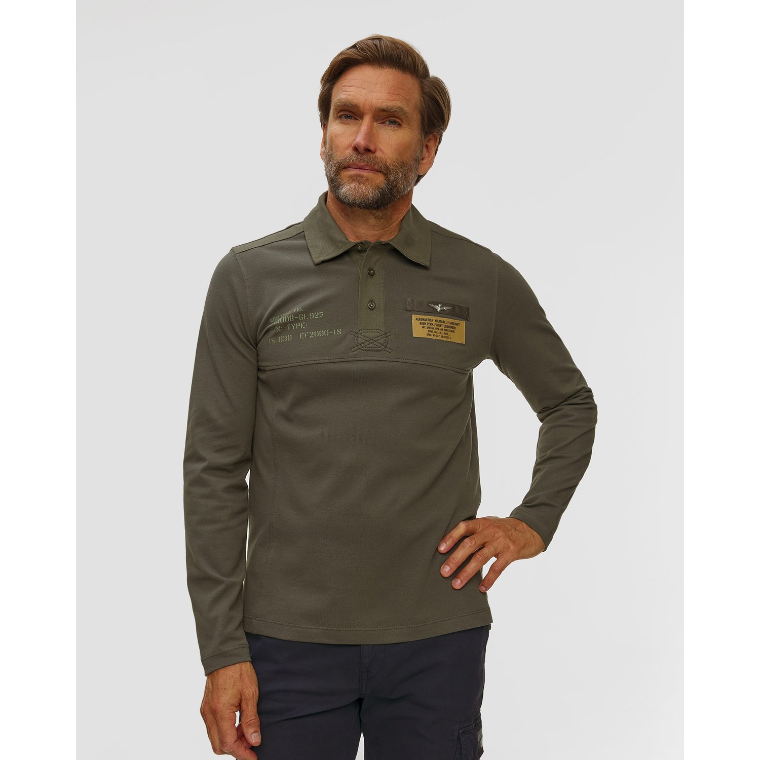 Polo Z Długim Rękawem Męskie Aeronautica Militare