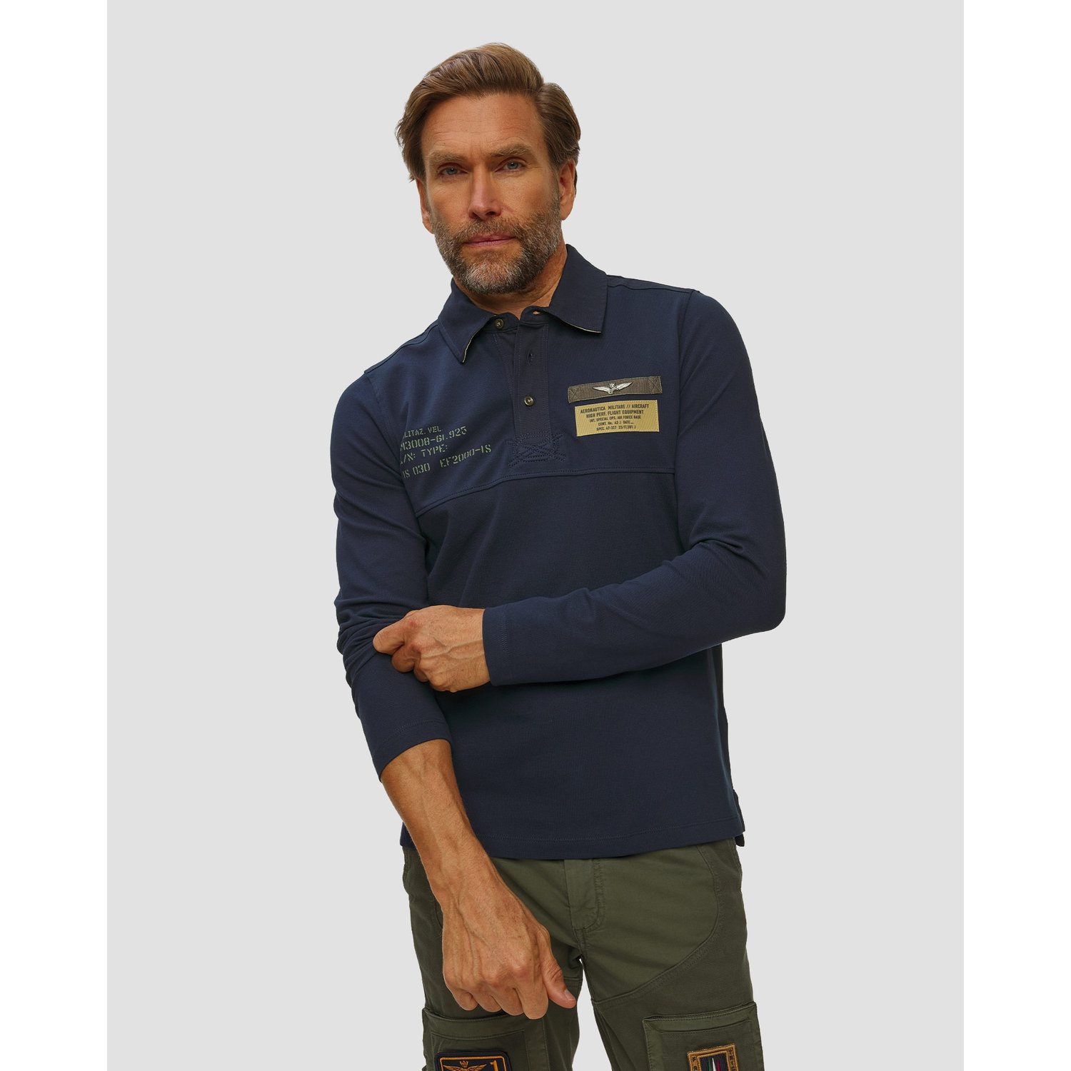 Polo Z Długim Rękawem Męskie Aeronautica Militare