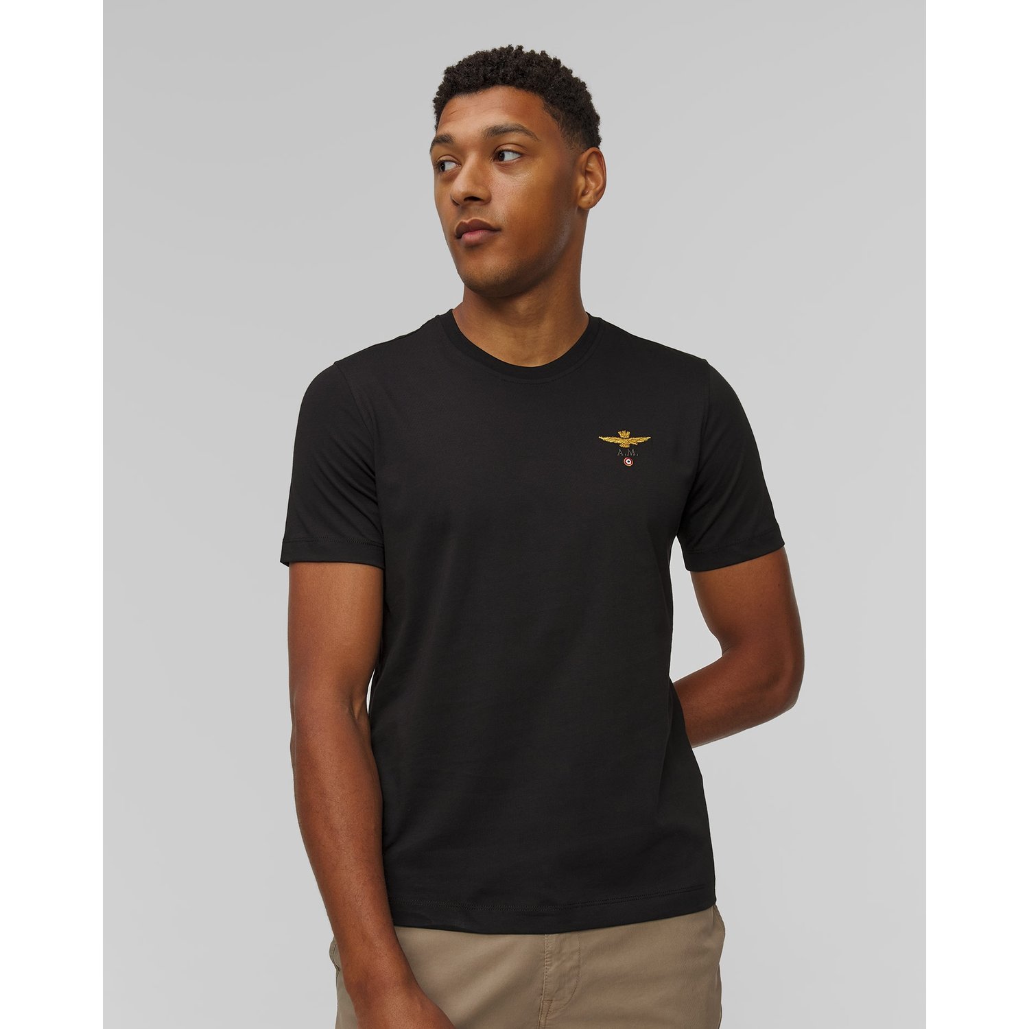 Czarny T-shirt Męski Aeronautica Militare