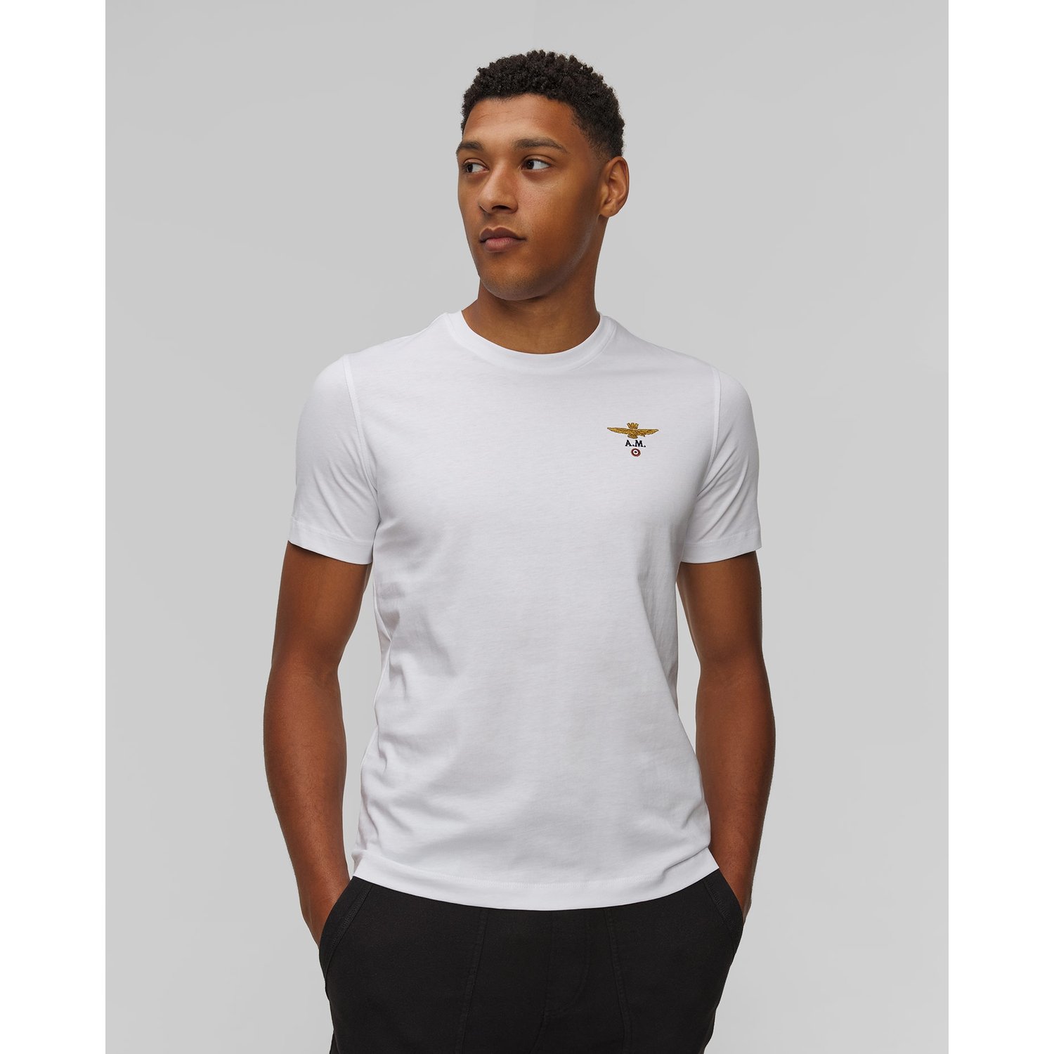 Biały T-shirt Męski Aeronautica Militare