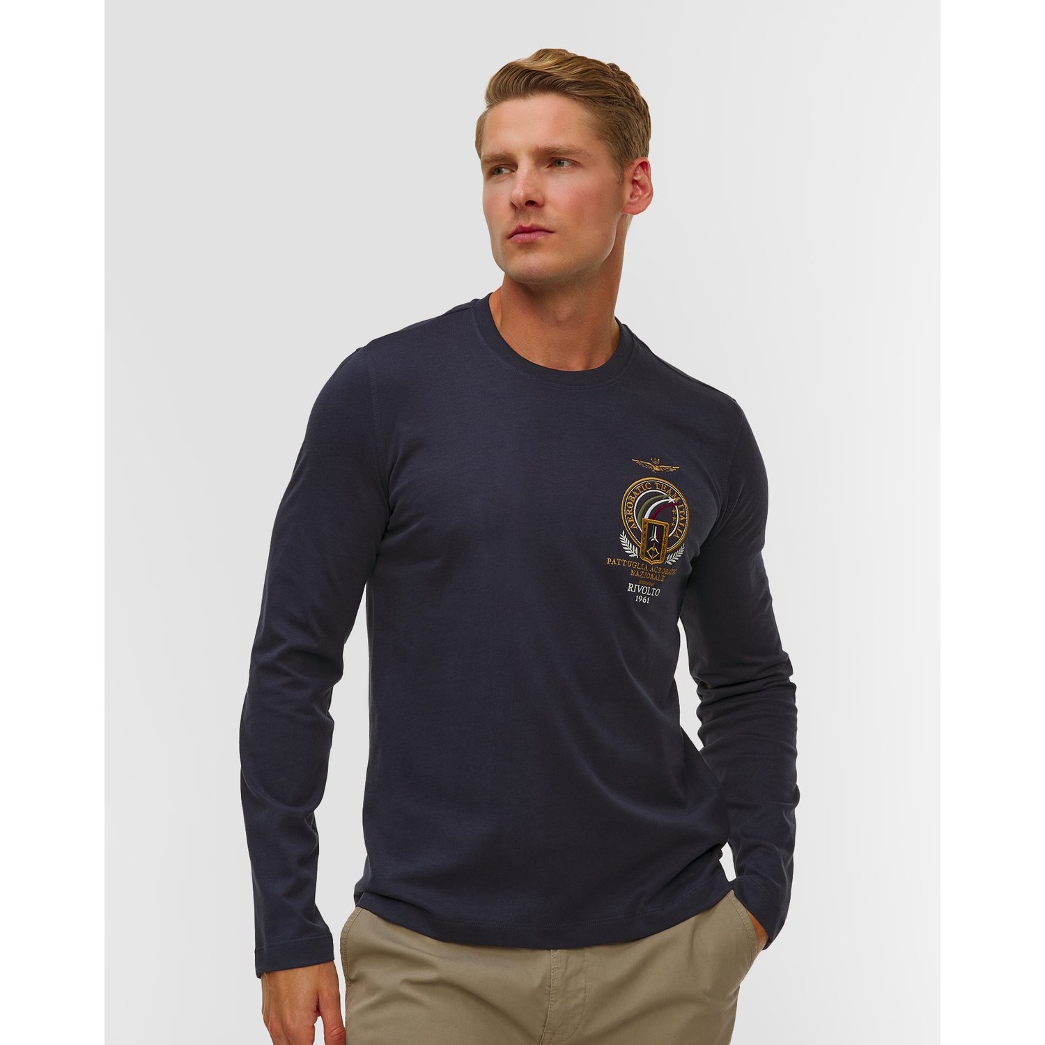 Granatowy Longsleeve Męski Aeronautica Militare