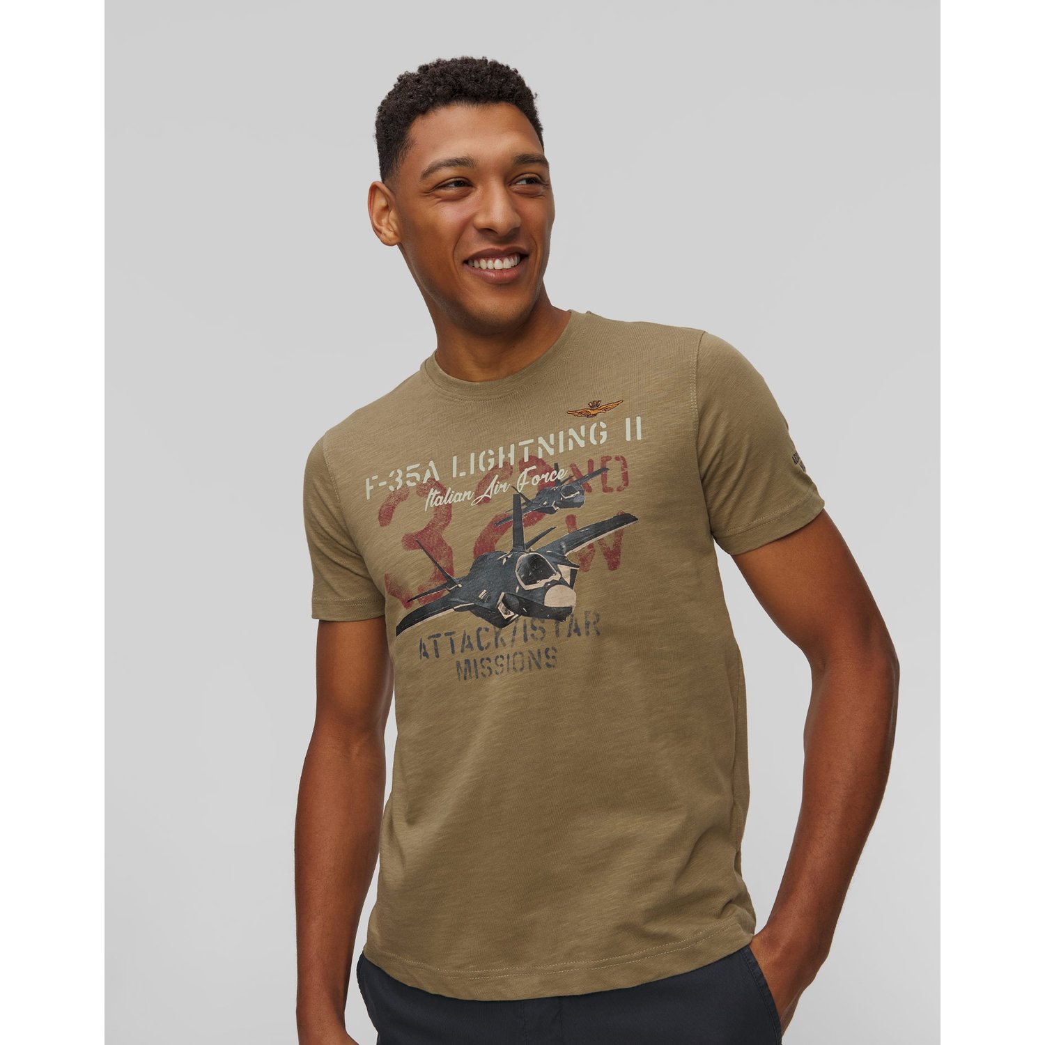 Zielony T-shirt Męski Aeronautica Militare